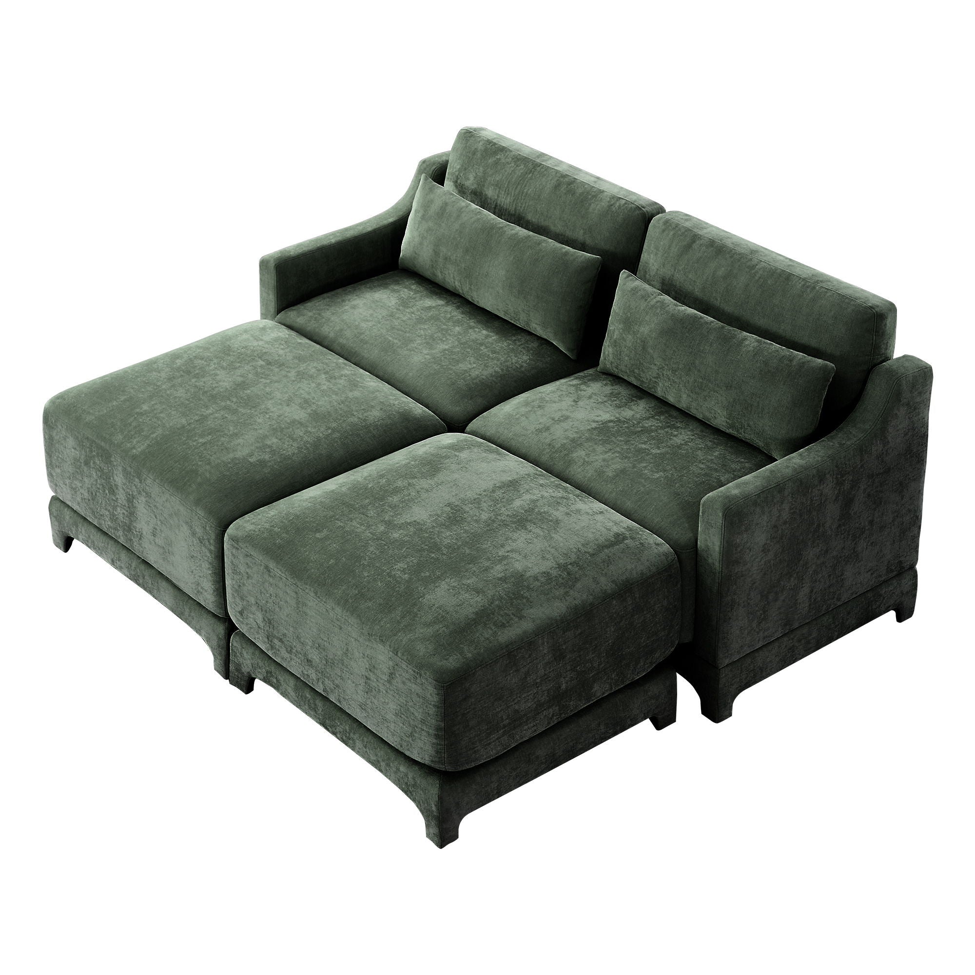 Stylish Sofa With Ottoman And Lumbar Pillows, Ergonomic Design