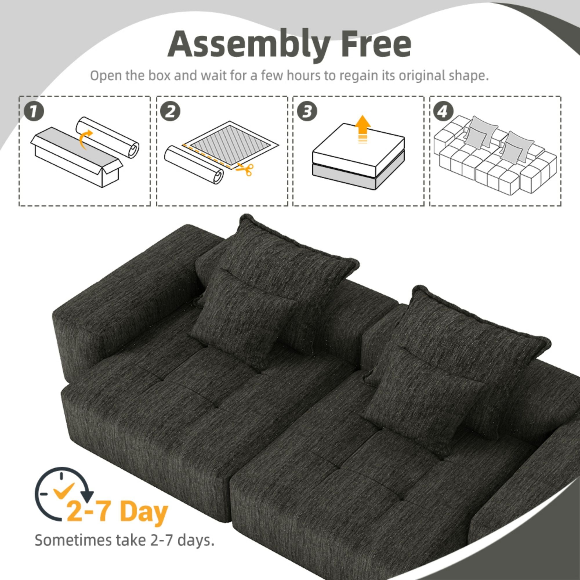 Modern Oversized Diy Combination Modular Sectional Sofa With Pillows