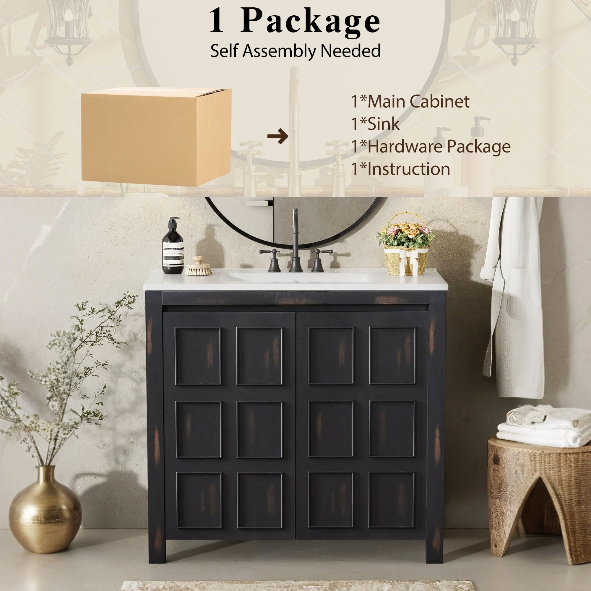 Bathroom Vanity Organizer With Sink, Combo Cabinet Set, Bathroom Storage Cabinet