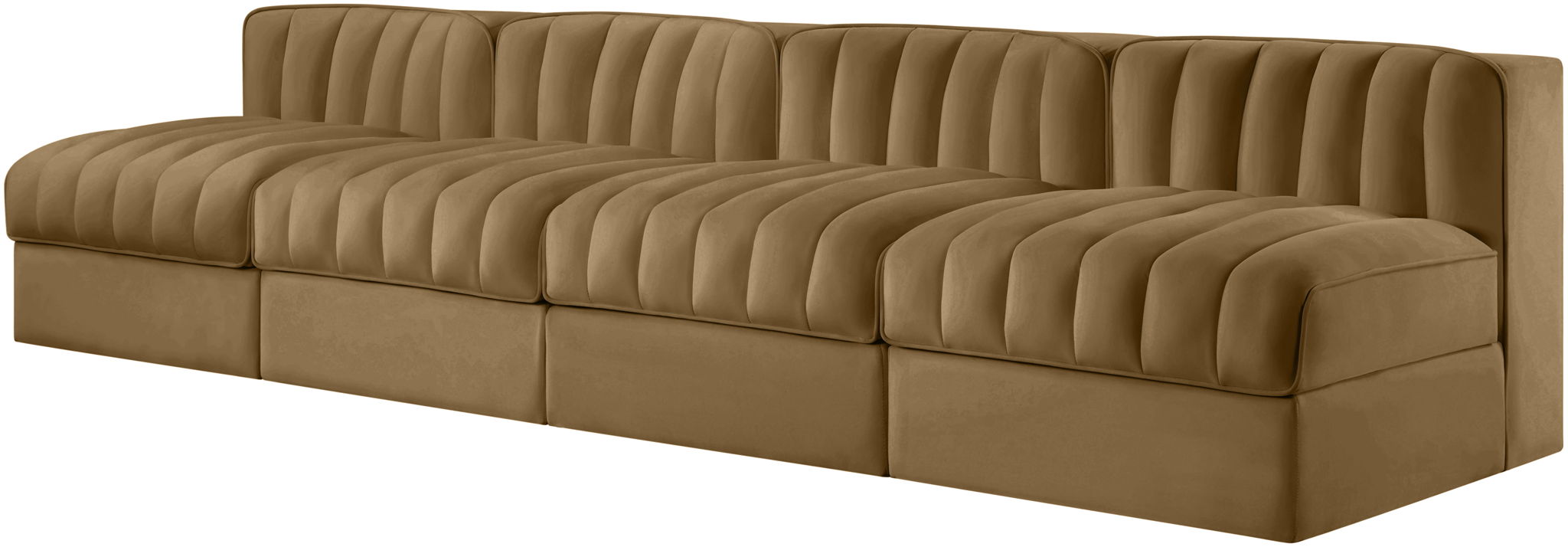 Rummi - Armless Velvet Performance Fabric Upholstered 4 Piece Modular Sofa