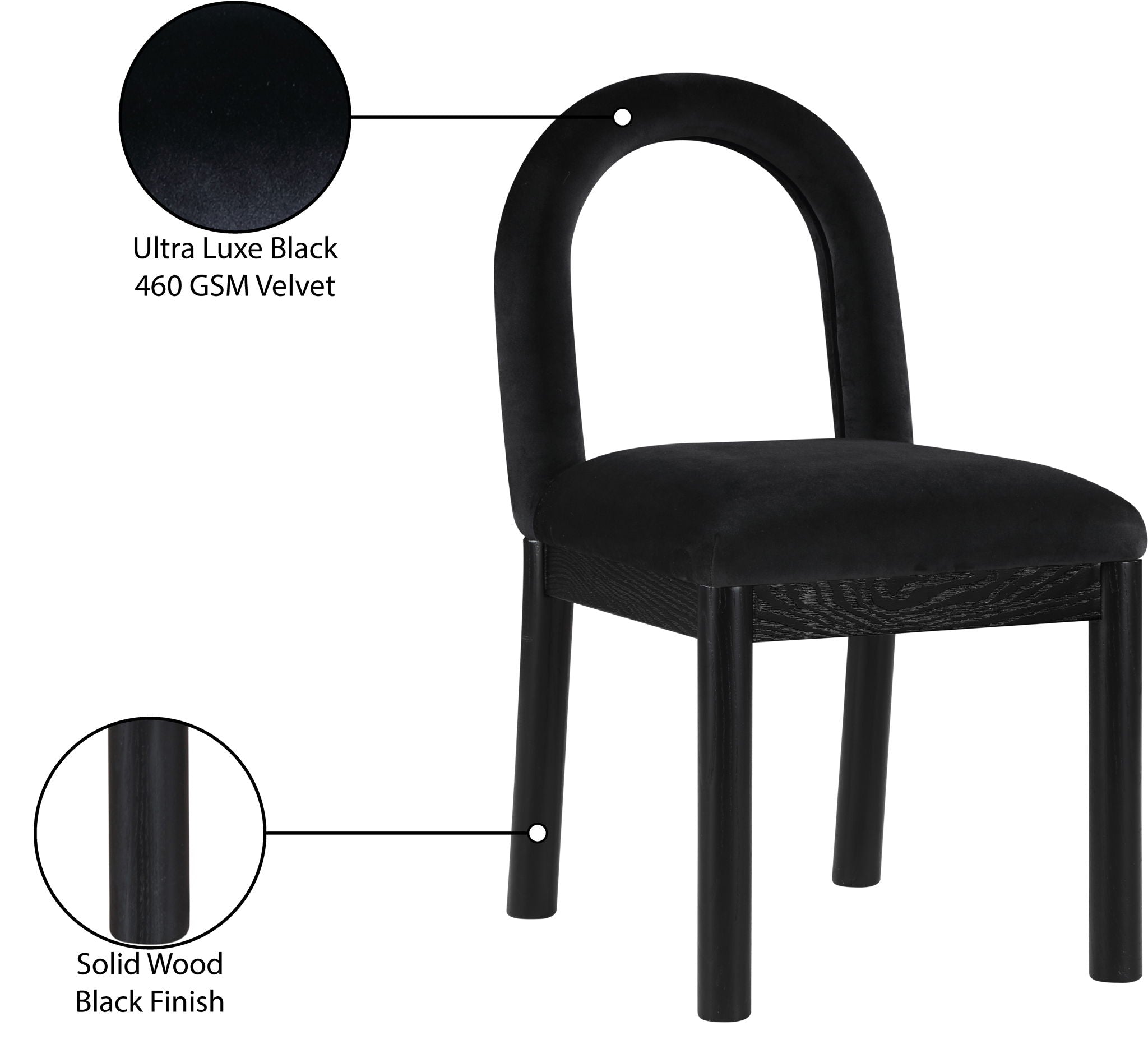 Conrad - Velvet Dining Chair With Black Legs