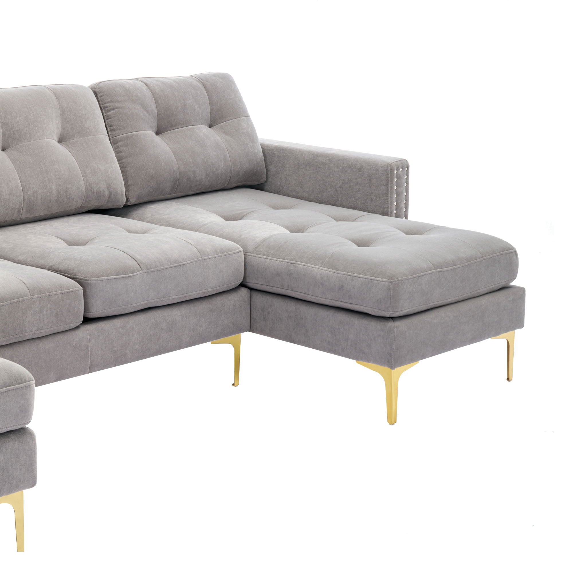 Modern L - Shape Convertible Sectional Sofa With Movable Ottoman