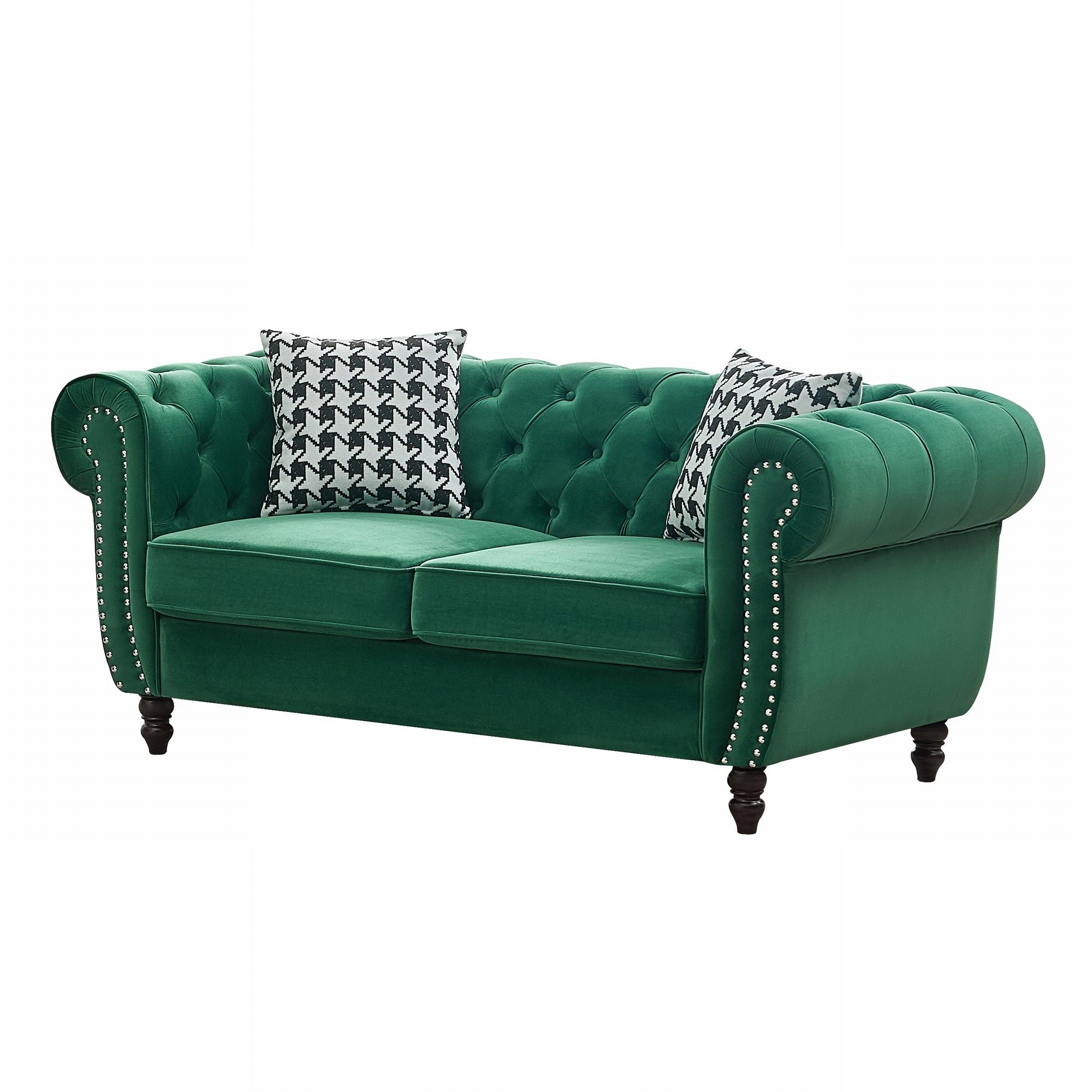Chesterfield Set With Roll Armrest & Nailhead