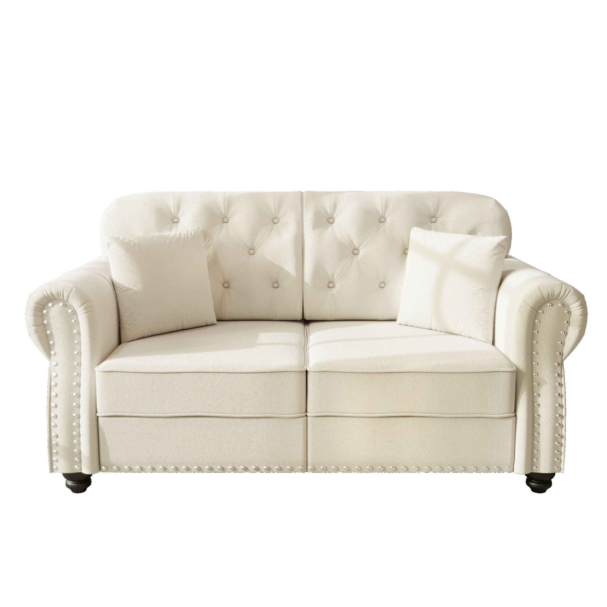 Upholstered Sofa Set With Nailhead Trim And Rolled Armrests, Includes Pillows