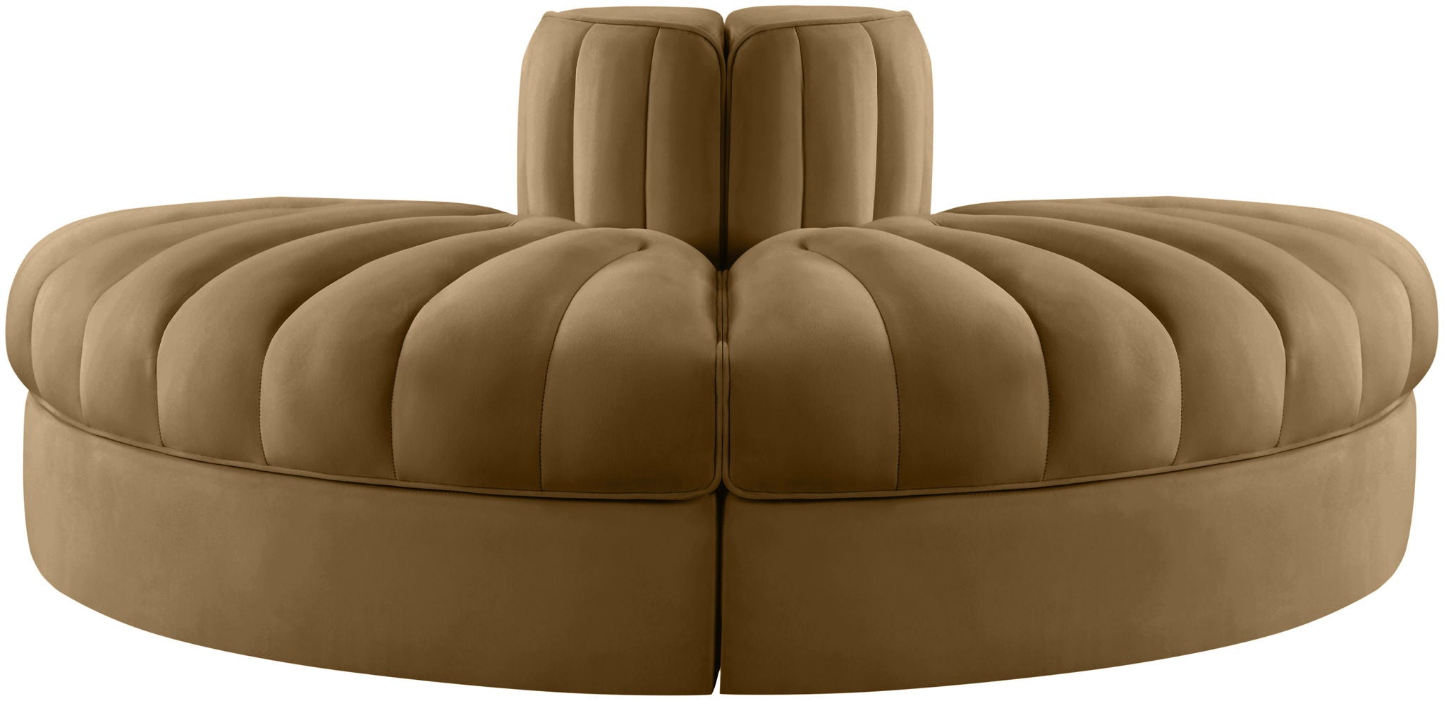 Rummi - Velvet Performance Fabric Upholstered 2 Piece Rounded Modular Loveseat