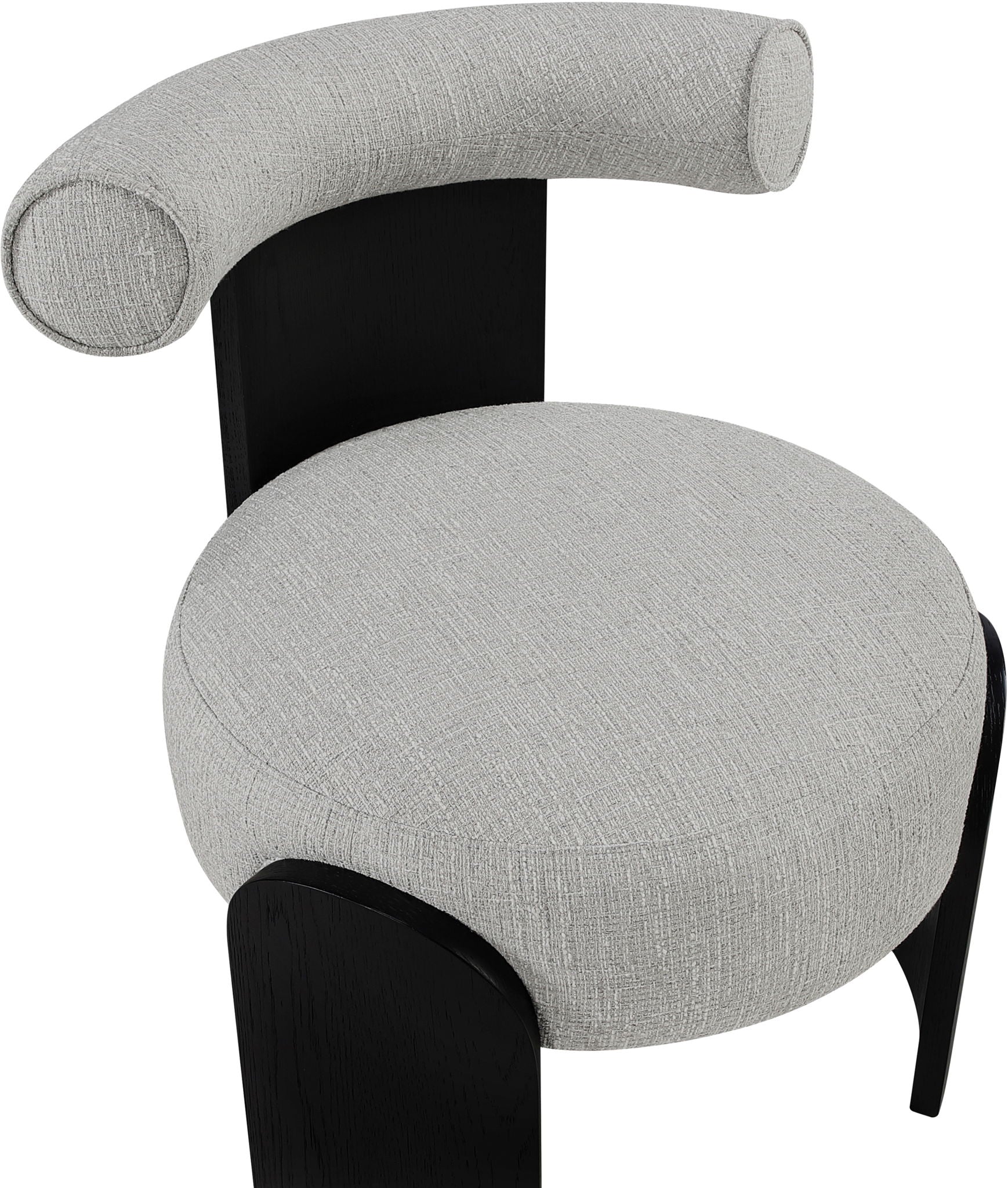 Calder - Linen Textured Fabric Upholstered Accent Chair - Painted Black Base