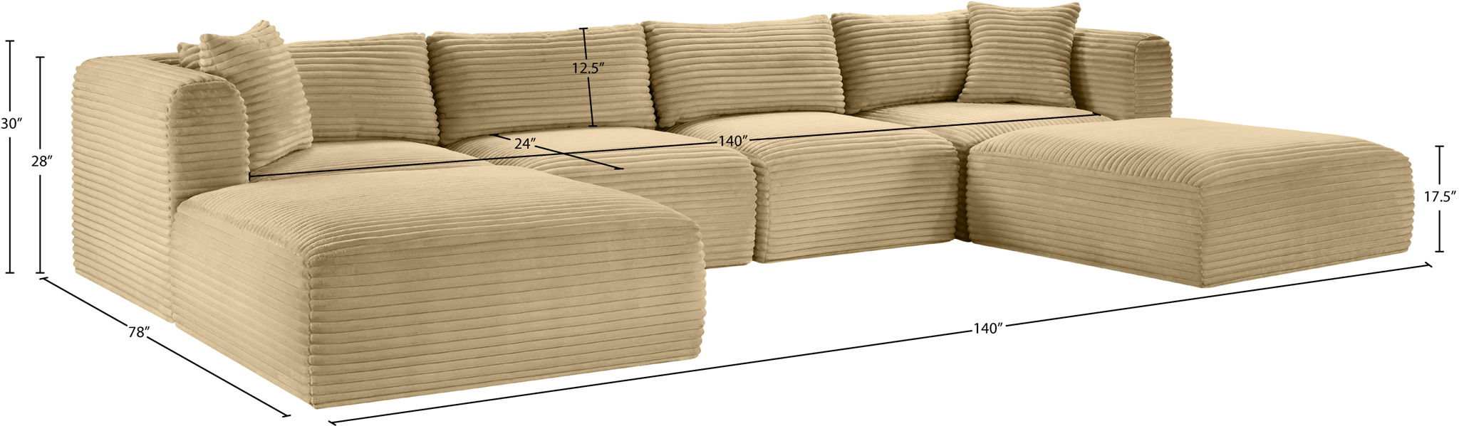Shaggy - 6 Piece Modular Sectional With 2 Ottomans