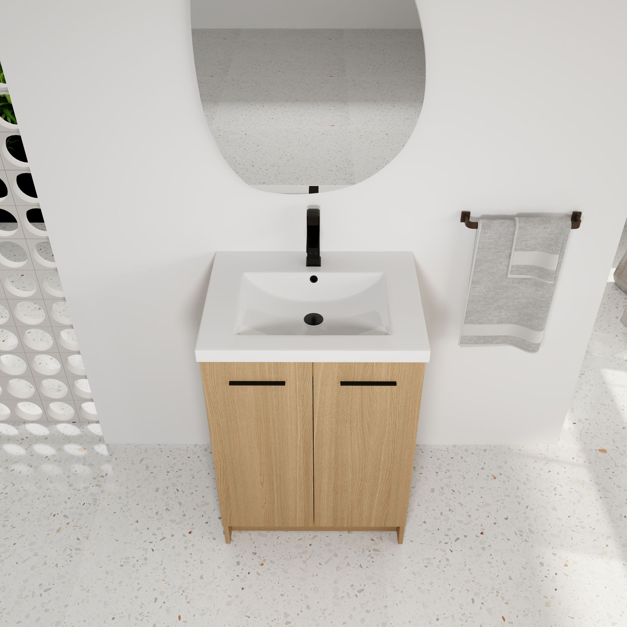 Floating Bathroom Vanity With Sink, Wall Mounted Double Door Storage