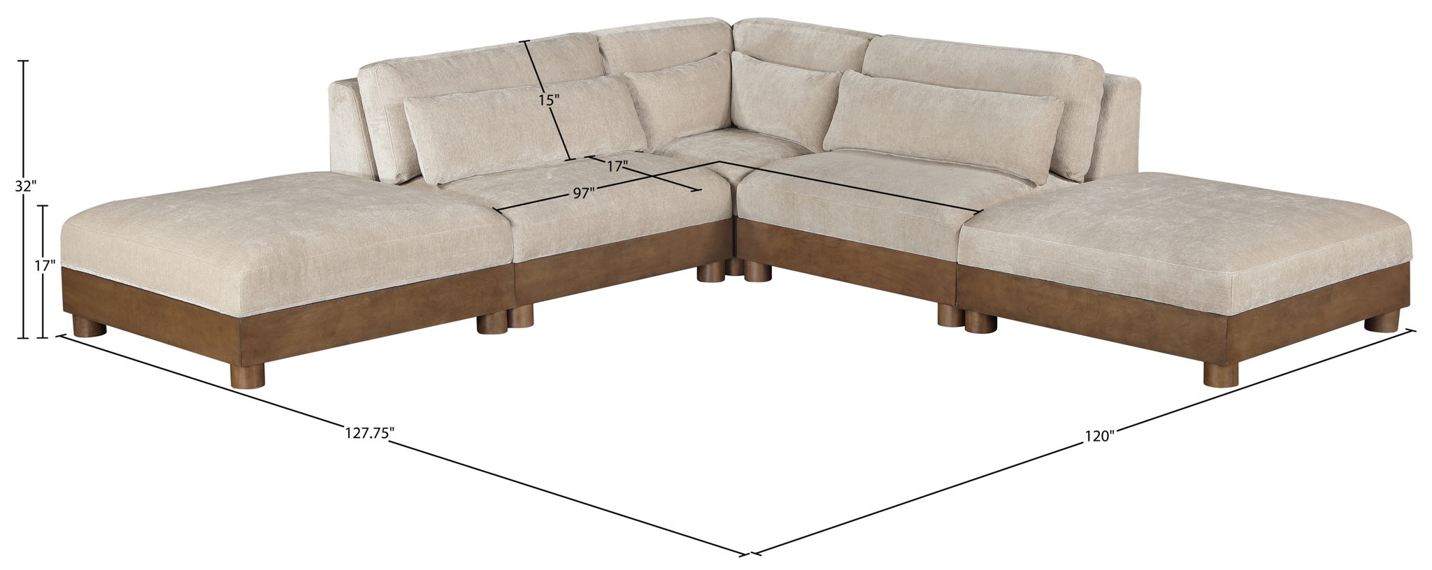 Turin - Chenille Fabric Upholstered Modular Sectional - Taupe