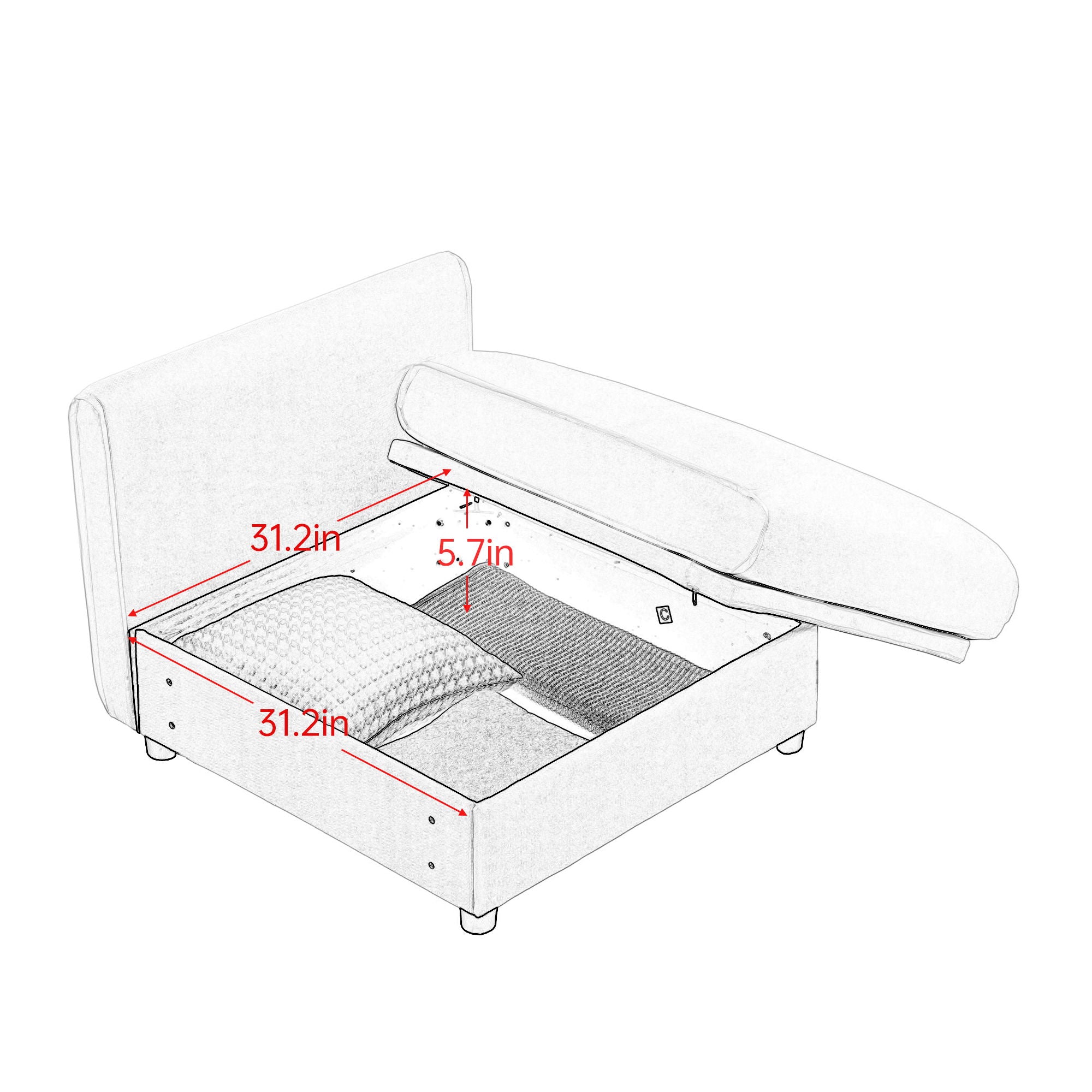Contemporary Elegant Sofa With Storage And Ottoman