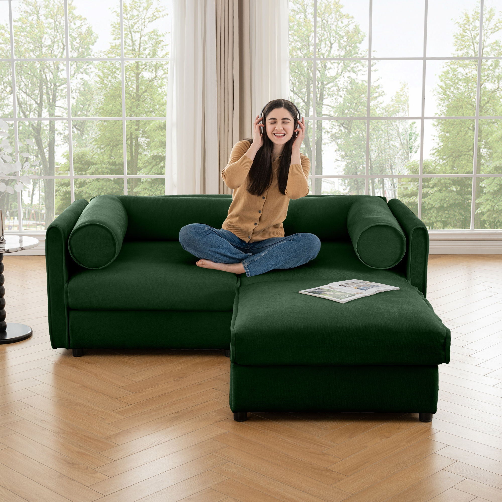 Contemporary Elegant Sofa With Storage And Ottoman