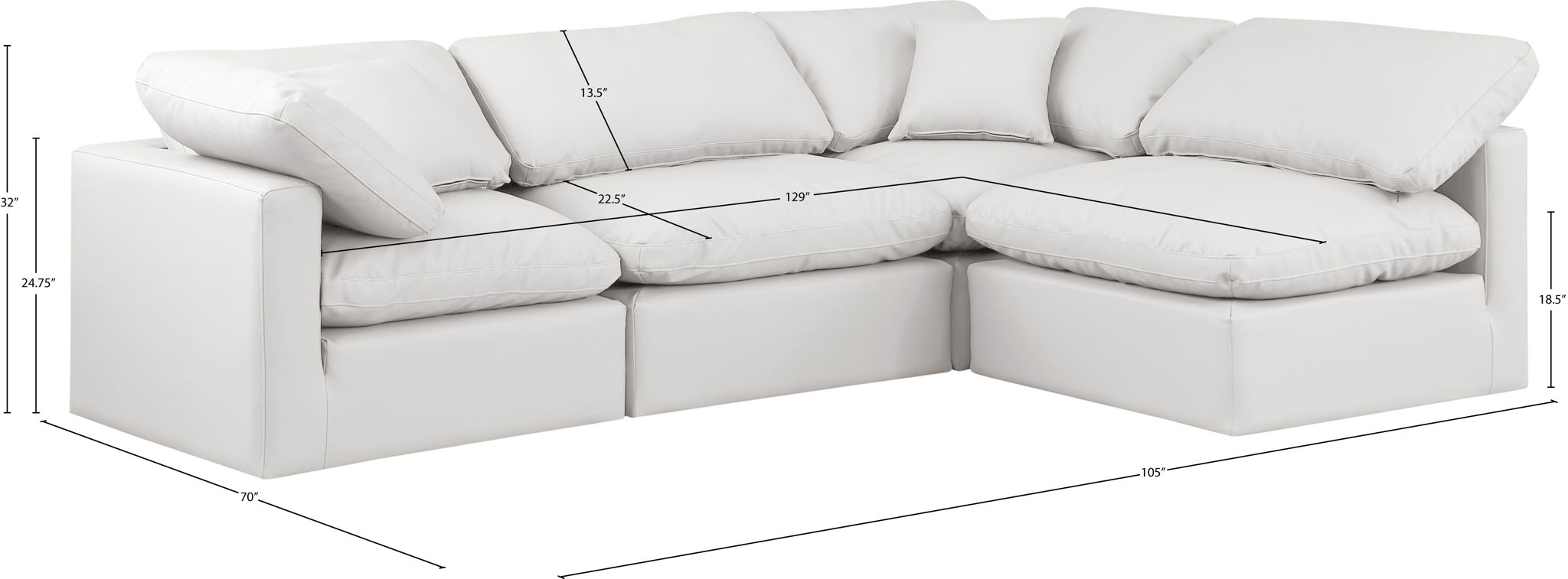 Indulge - Faux Leather 4 Piece Modular Sectional