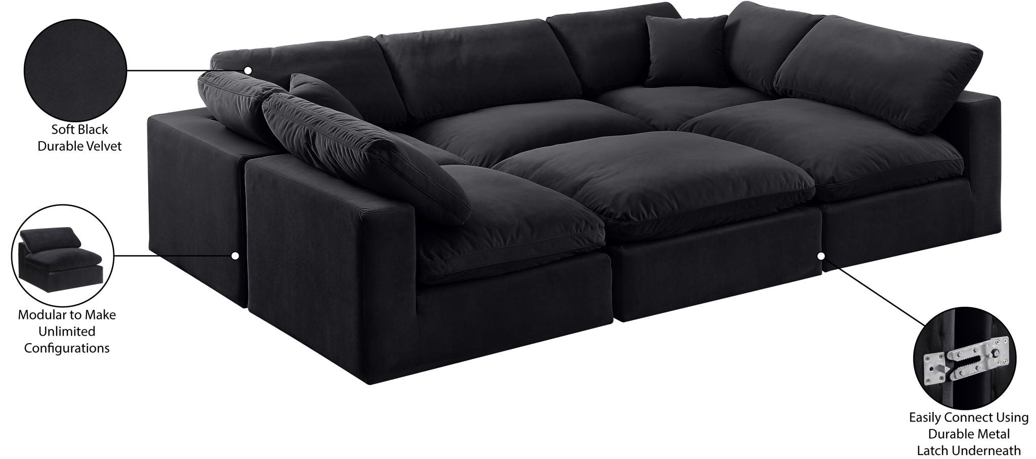 Comfy - 6 Piece Velvet Sectional