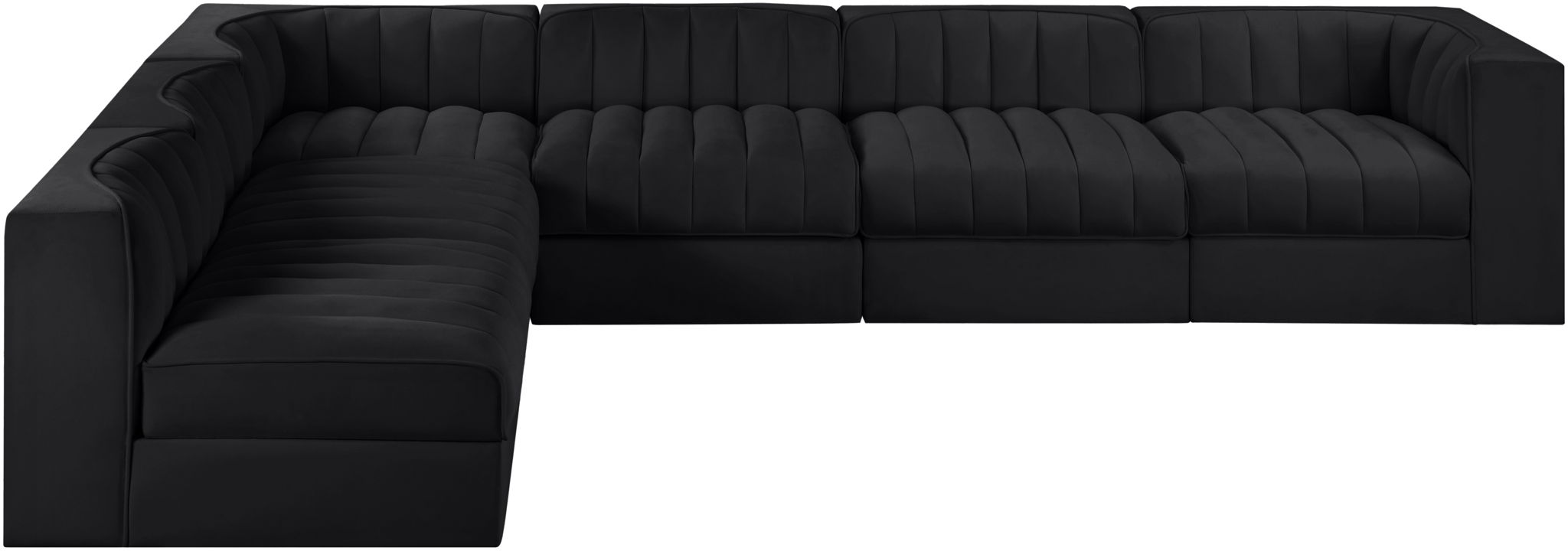 Rummi - Velvet Performance Fabric Upholstered 6 Piece Modular Sectional