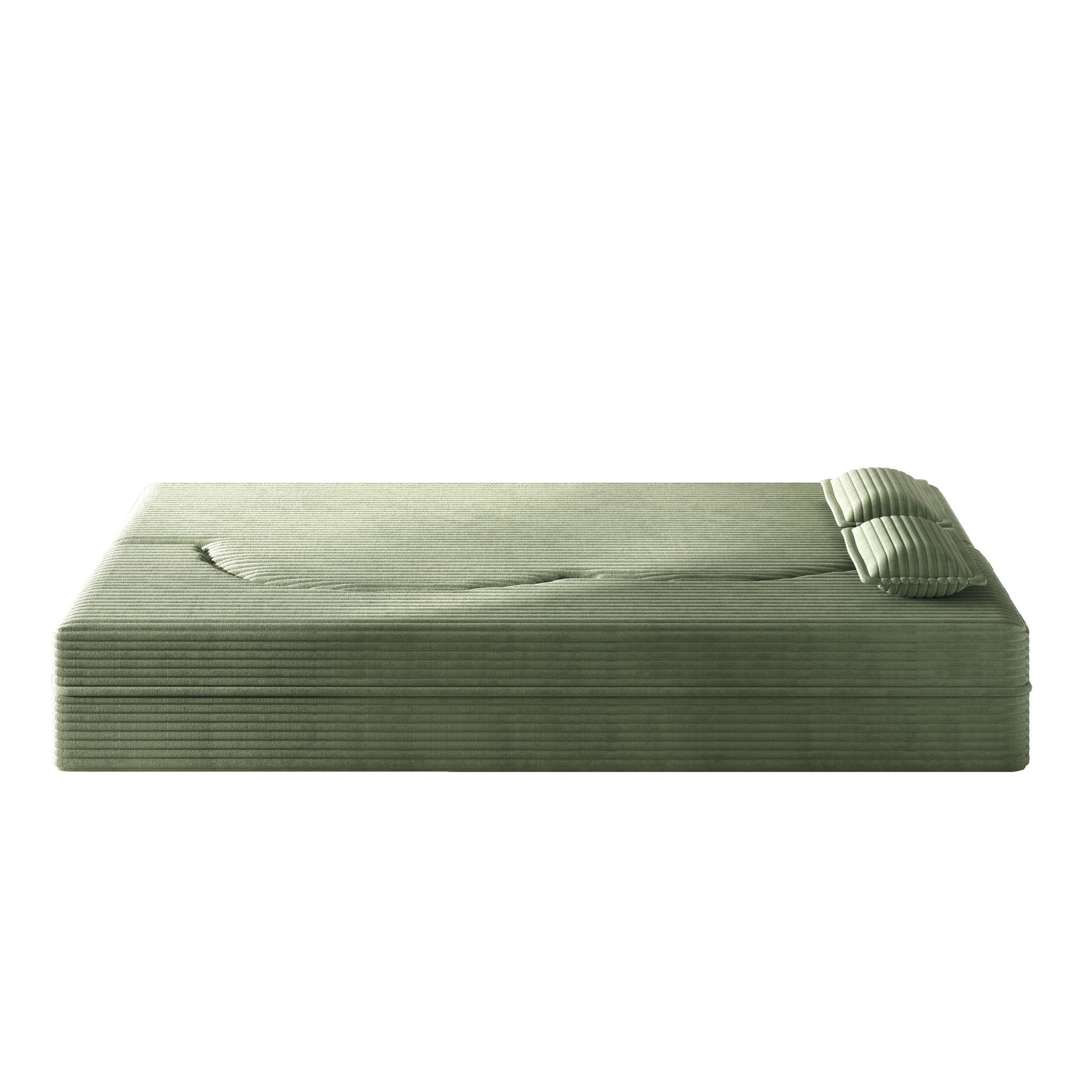 Modern Floor Sofa With 2 Pillows, Convertible Twin Size Folding Mattress For Living Room