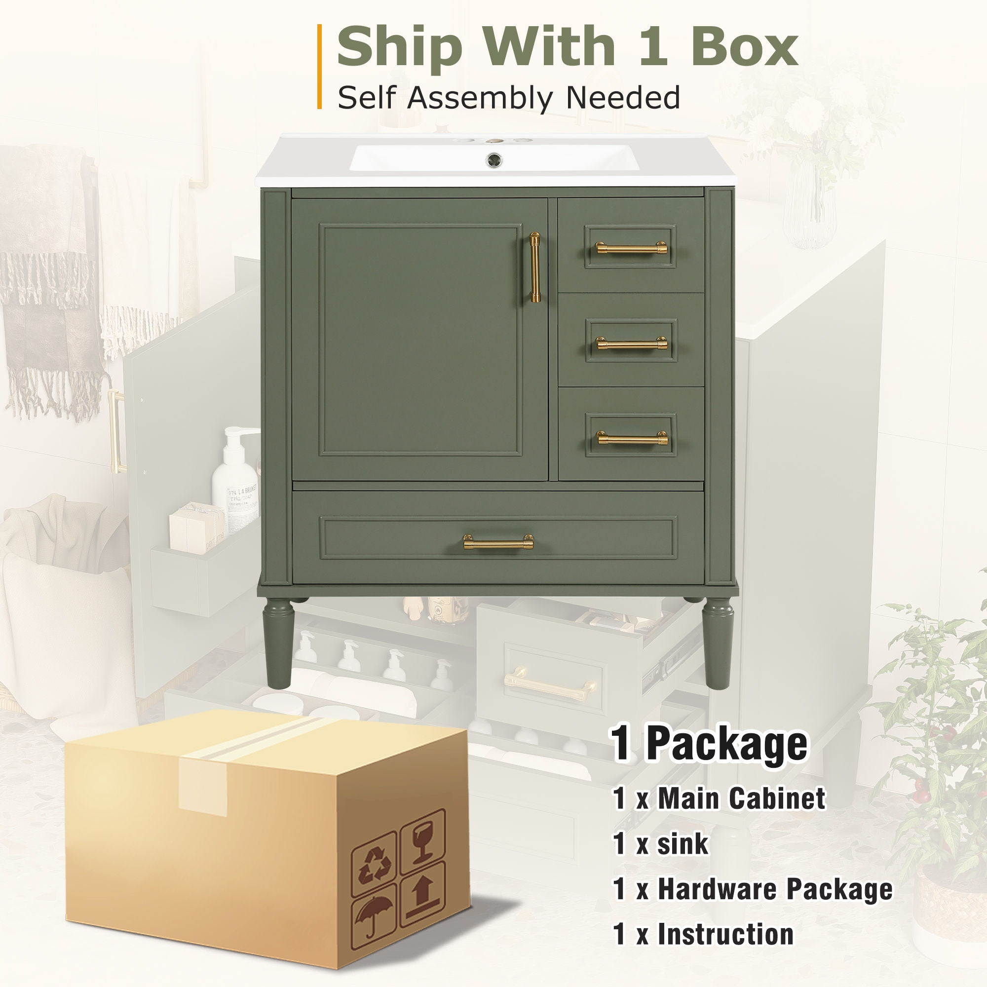 Traditional Bathroom Vanity Set With Soft Close Doors