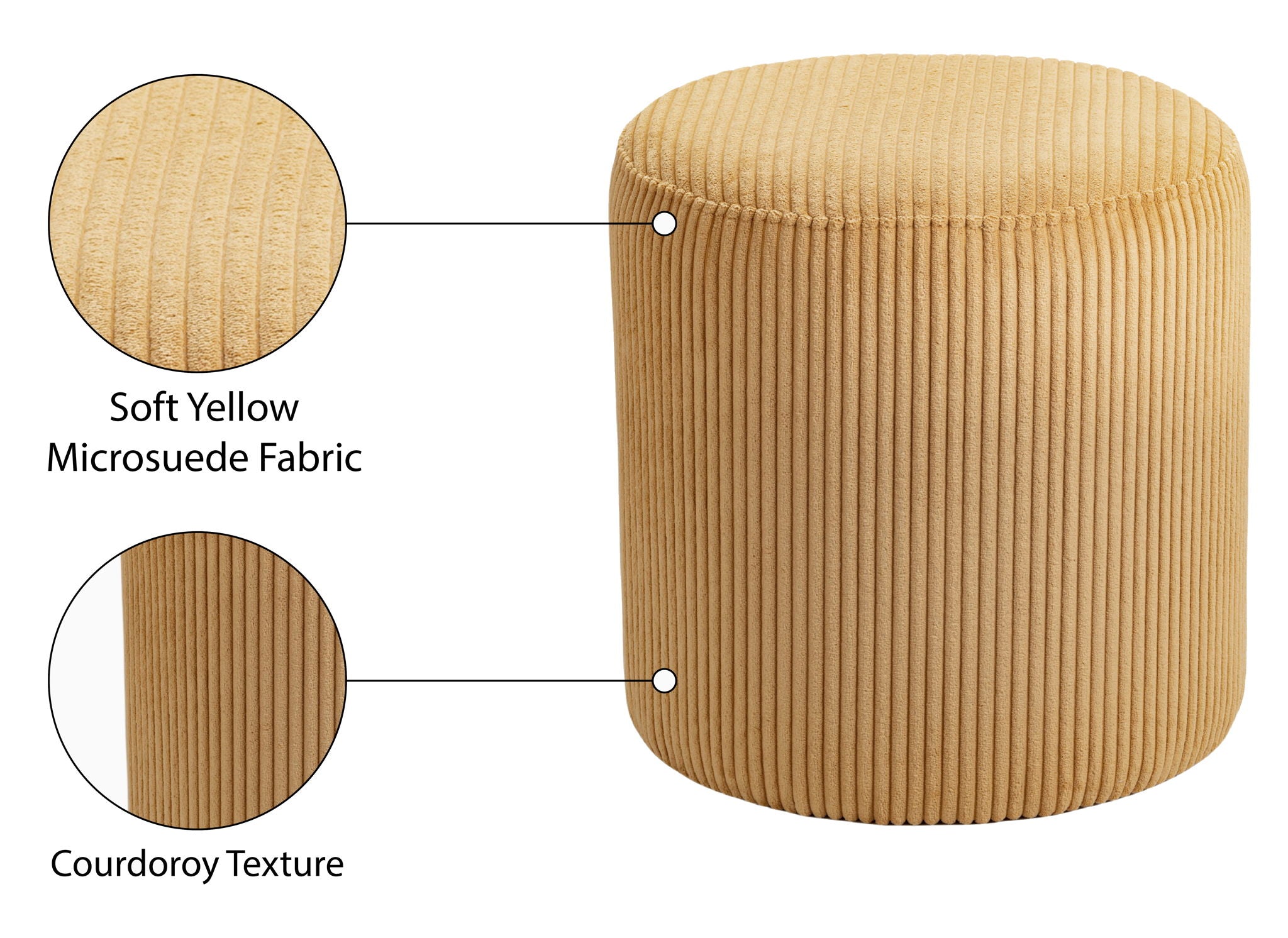Roy - Round Microsuede Ottoman / Stool