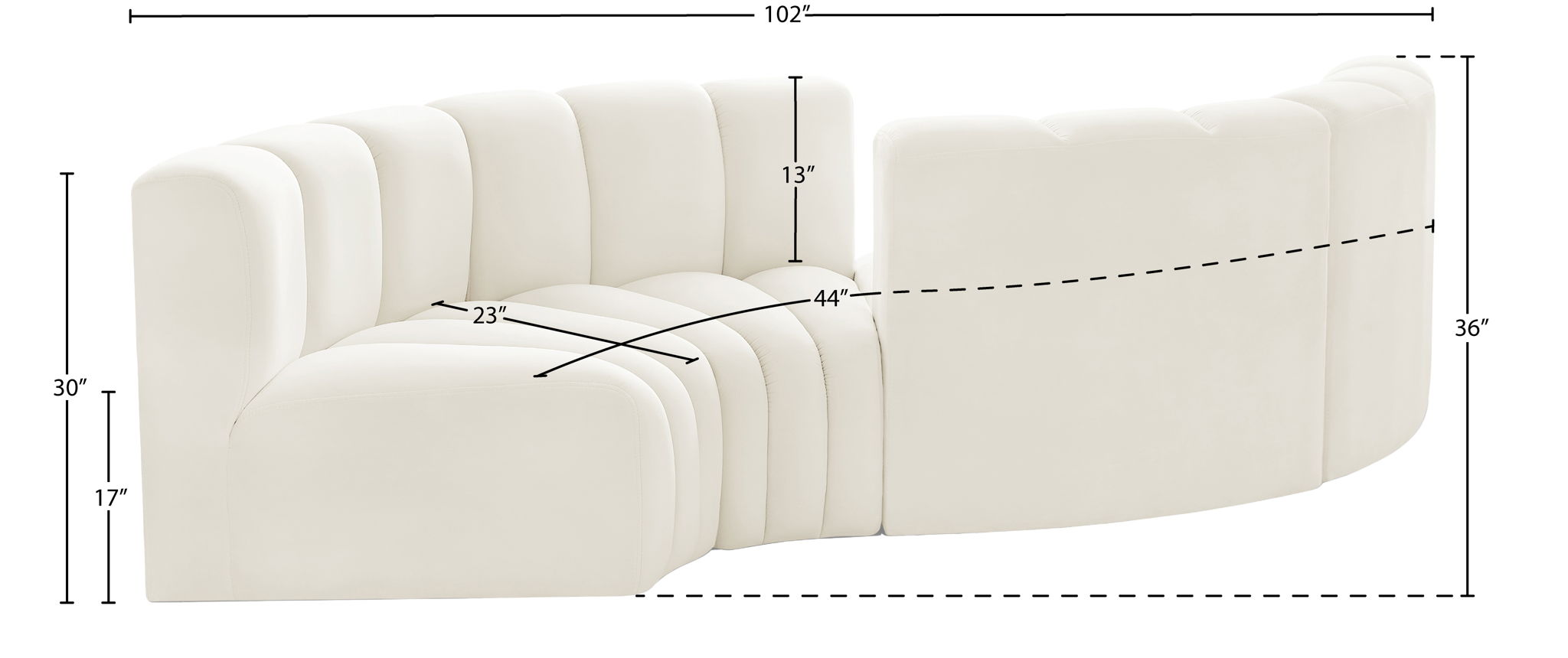Arc - Velvet 4 Piece Curved Modular Sofa