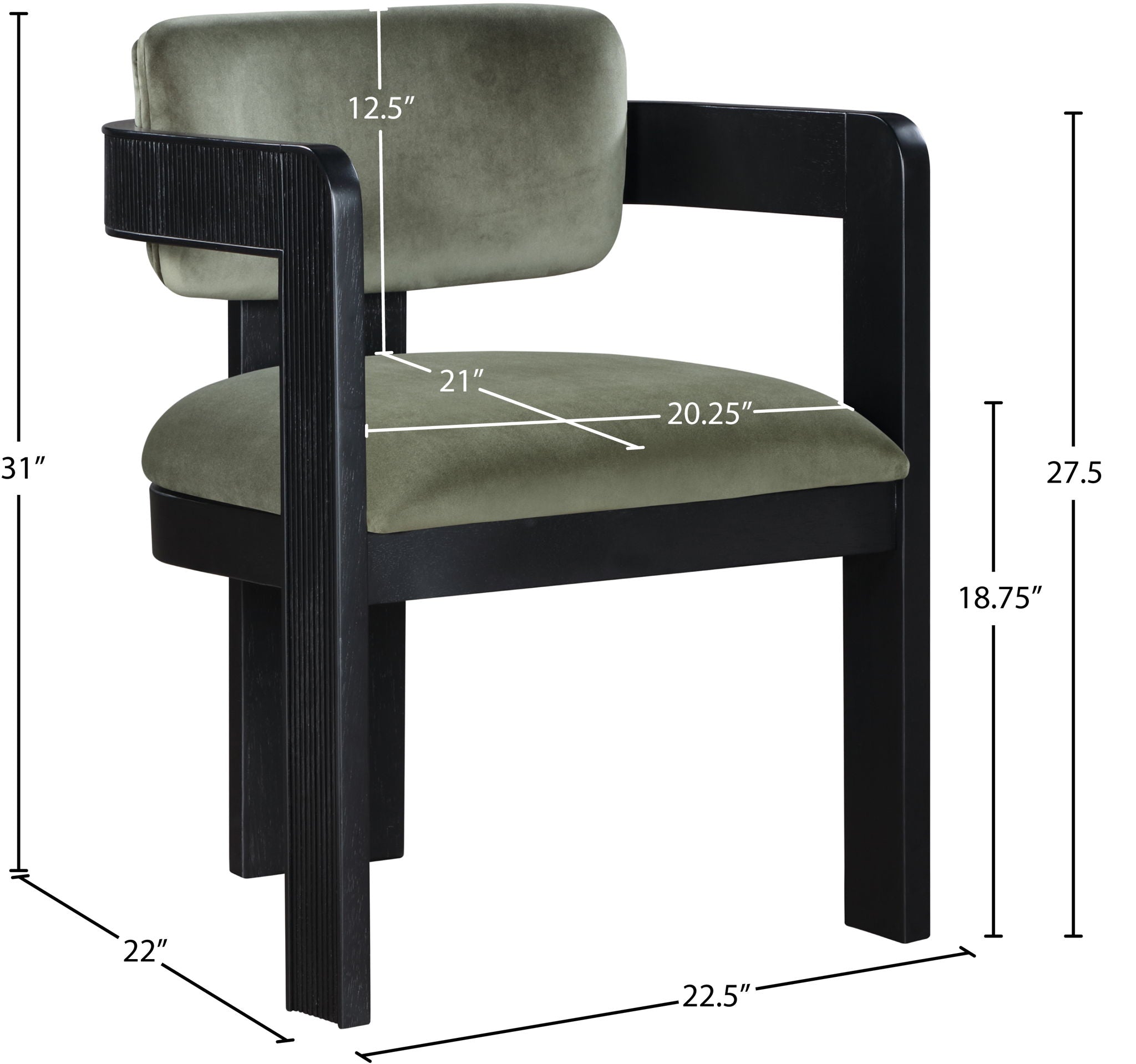 Sacha - Velvet Dining Chair With Black Base (Set of 2)