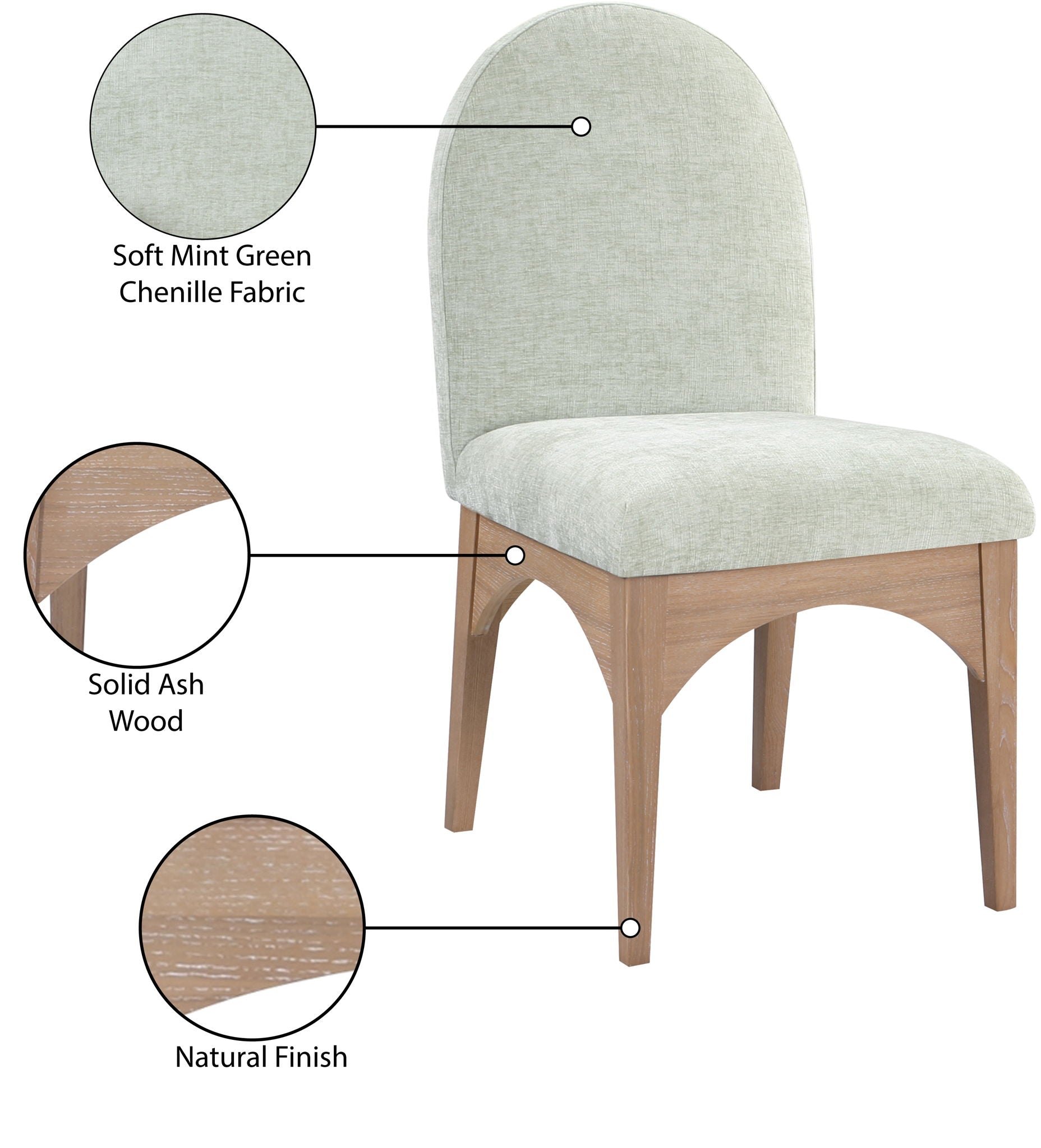 Waldorf - Chenille Dining Side Chair With Natural Legs
