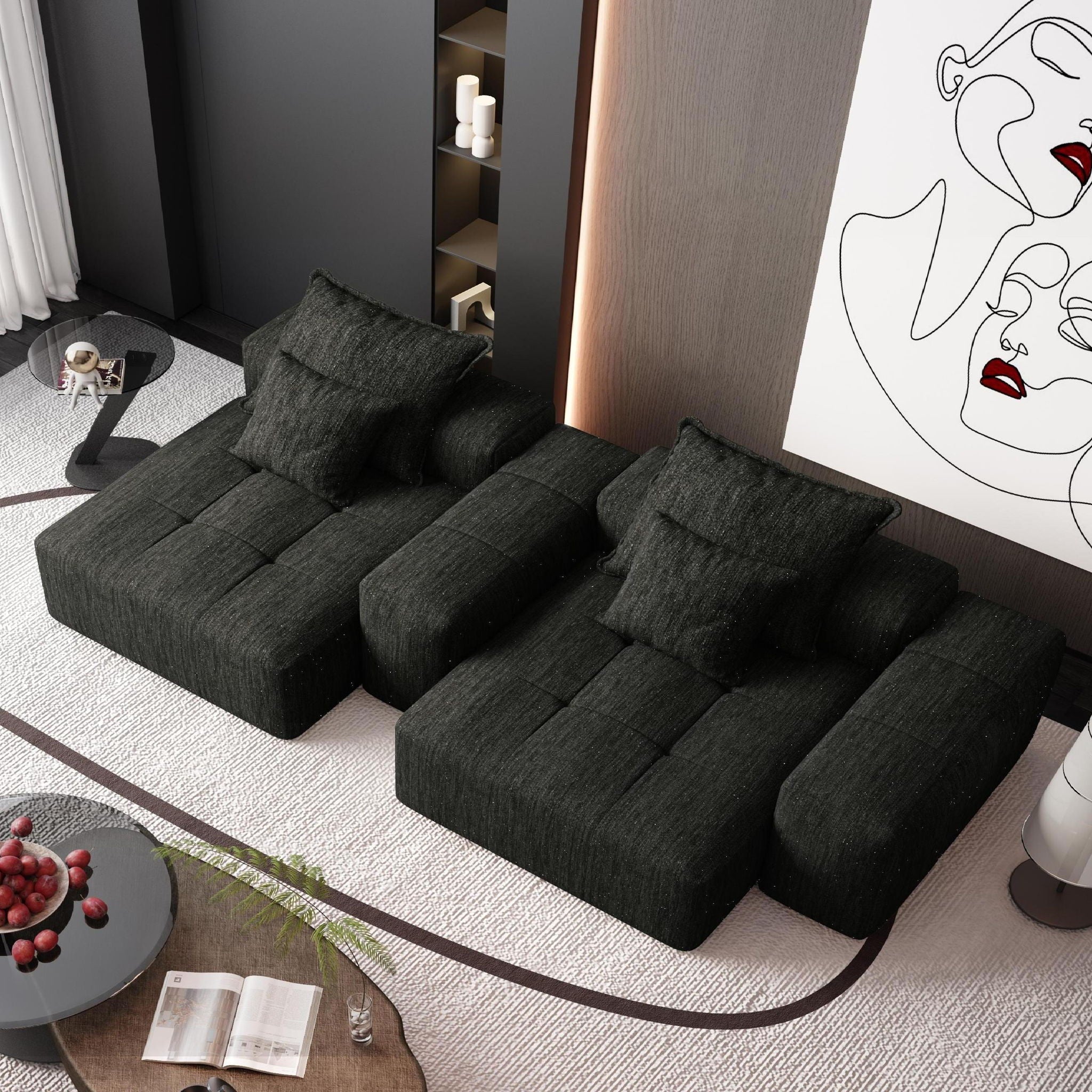 Modern Oversized Diy Combination Modular Sectional Sofa With Pillows
