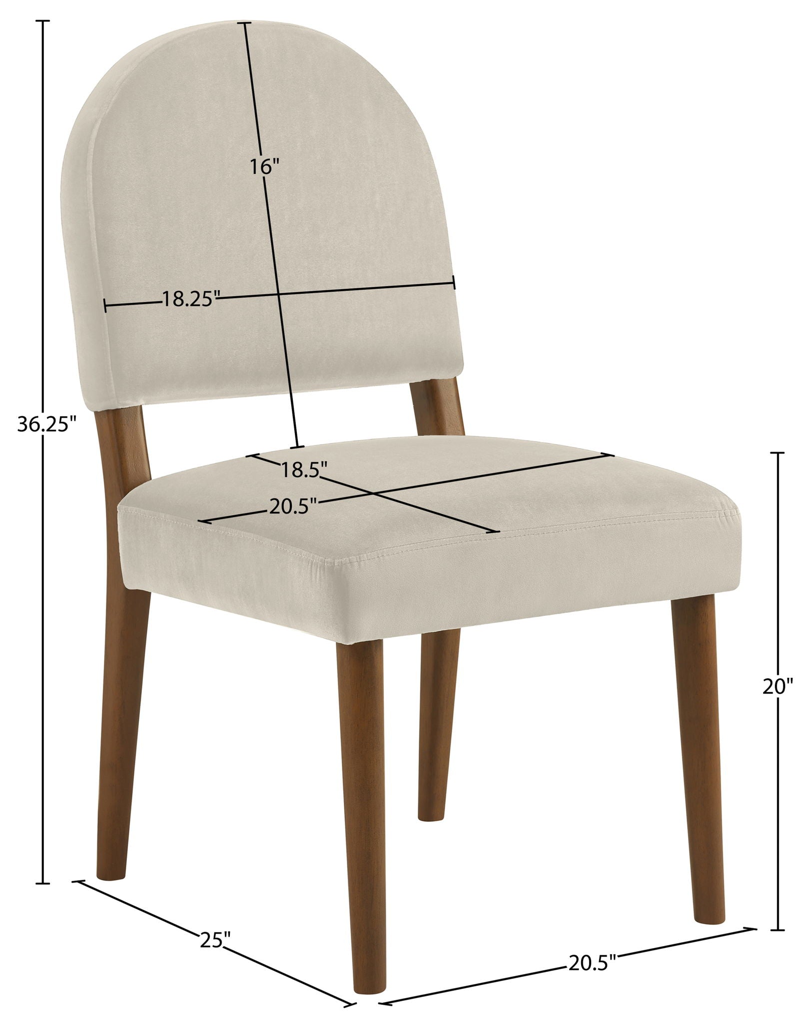 Varinelle - Velvet Dining Chair (Set of 2) - Walnut Frame