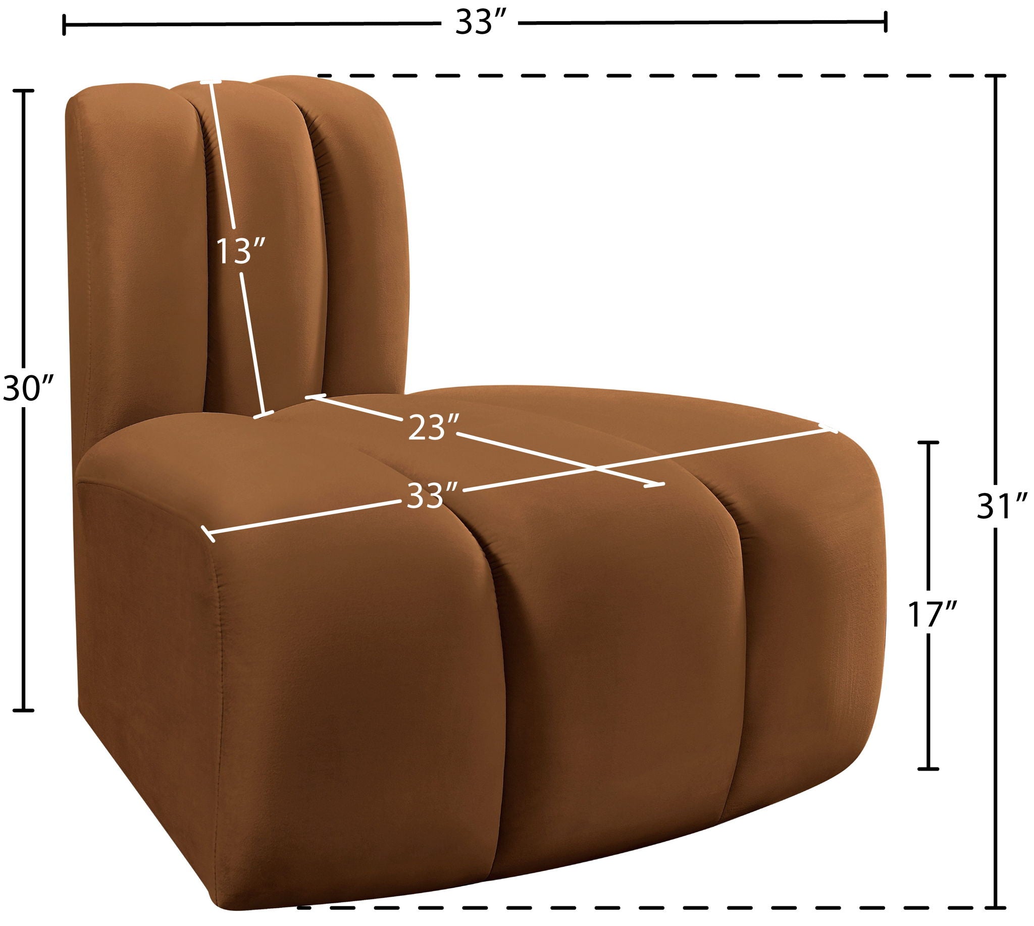 Arc - Velvet Reverse Corner Chair - Saddle