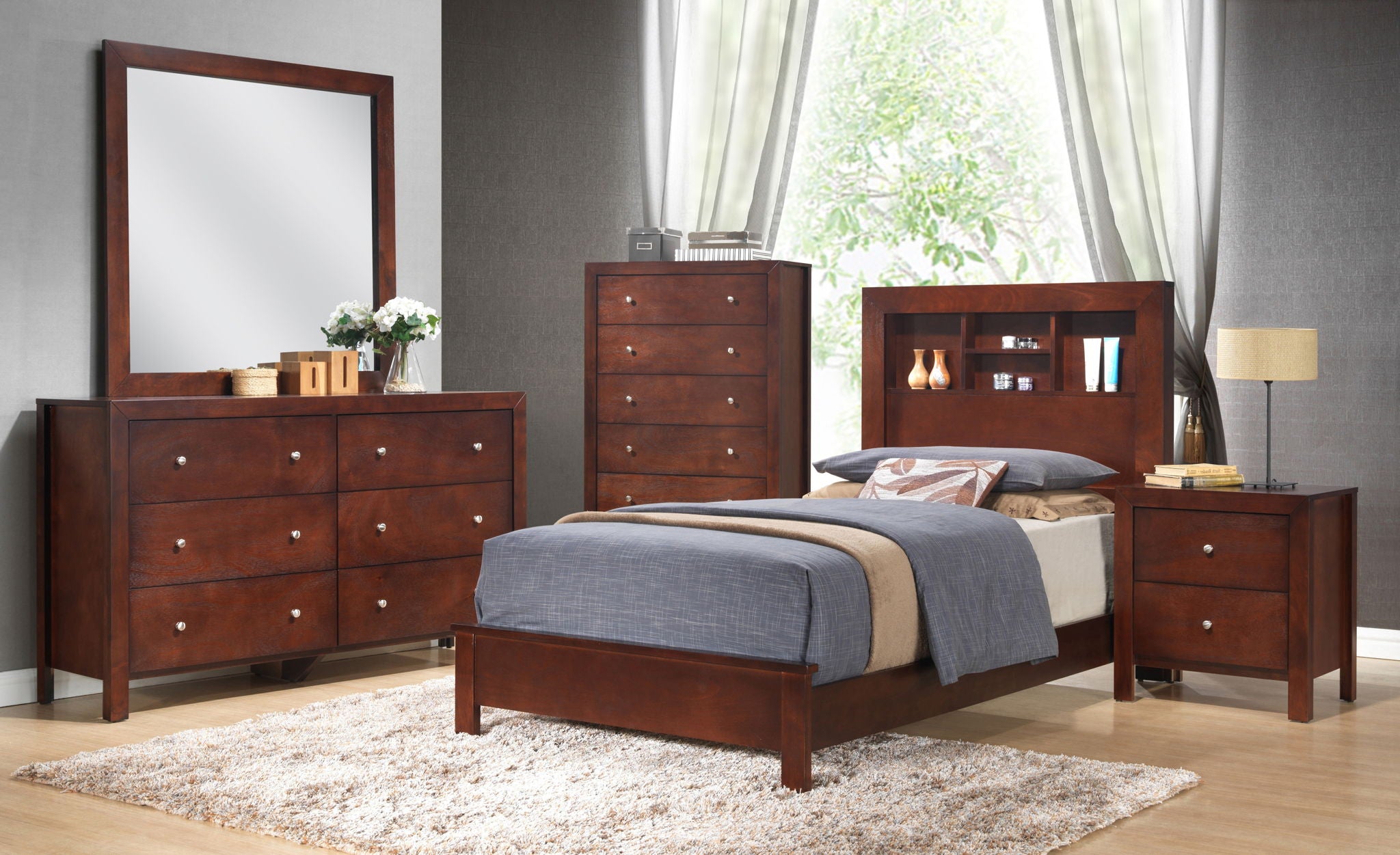 Bed With Transitional Design Stylish