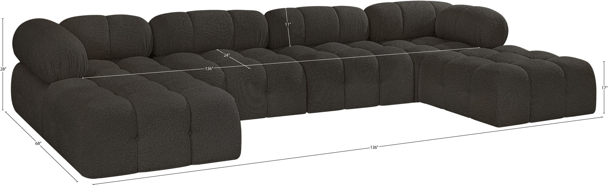 Ames - 6 Piece Fabric Modular U-Shaped Sectional