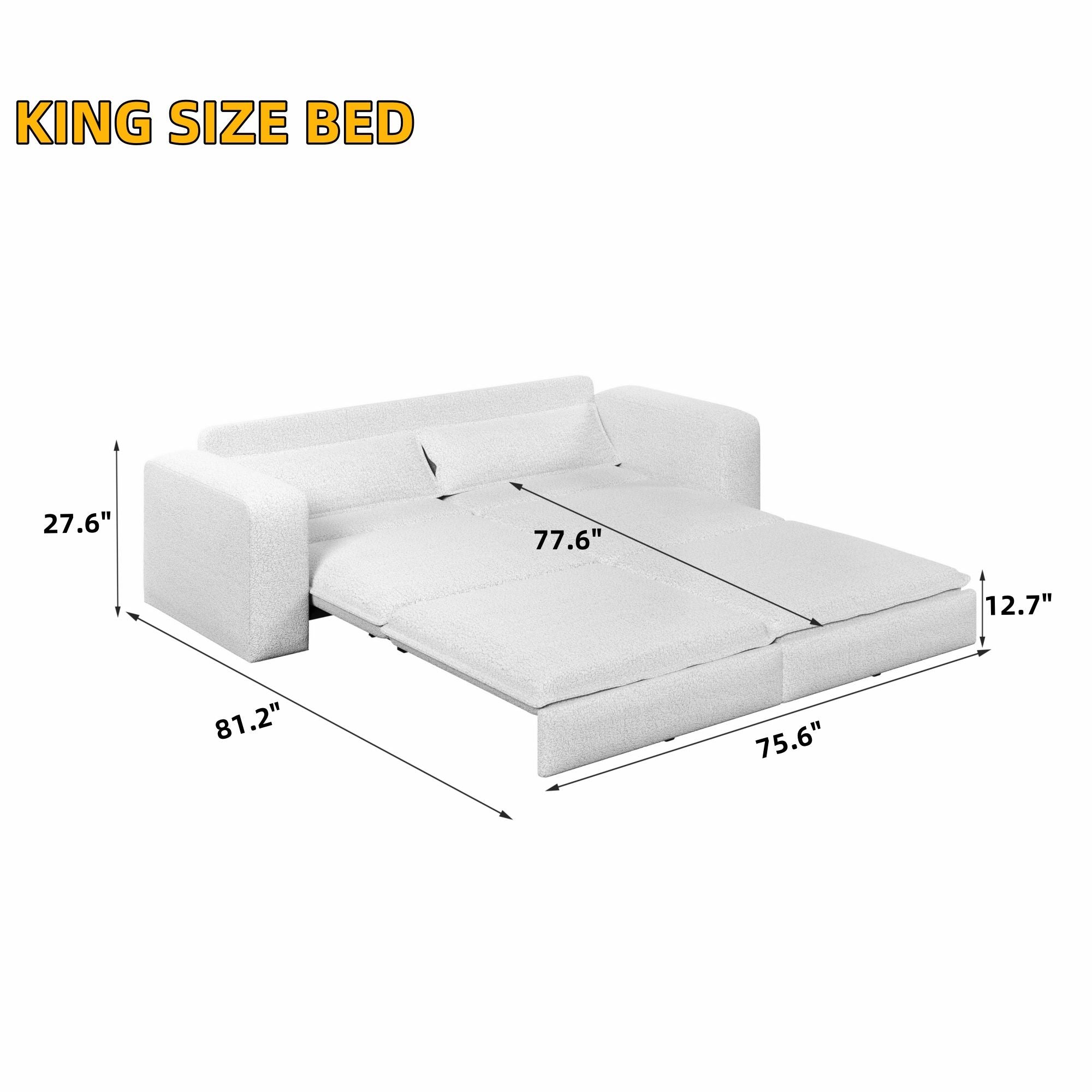 King Size Sleeper Pull Out Sofa Bed, 3 In 1 Convertible Chaise Lounge With 2 Pillows For Living Room - Camel