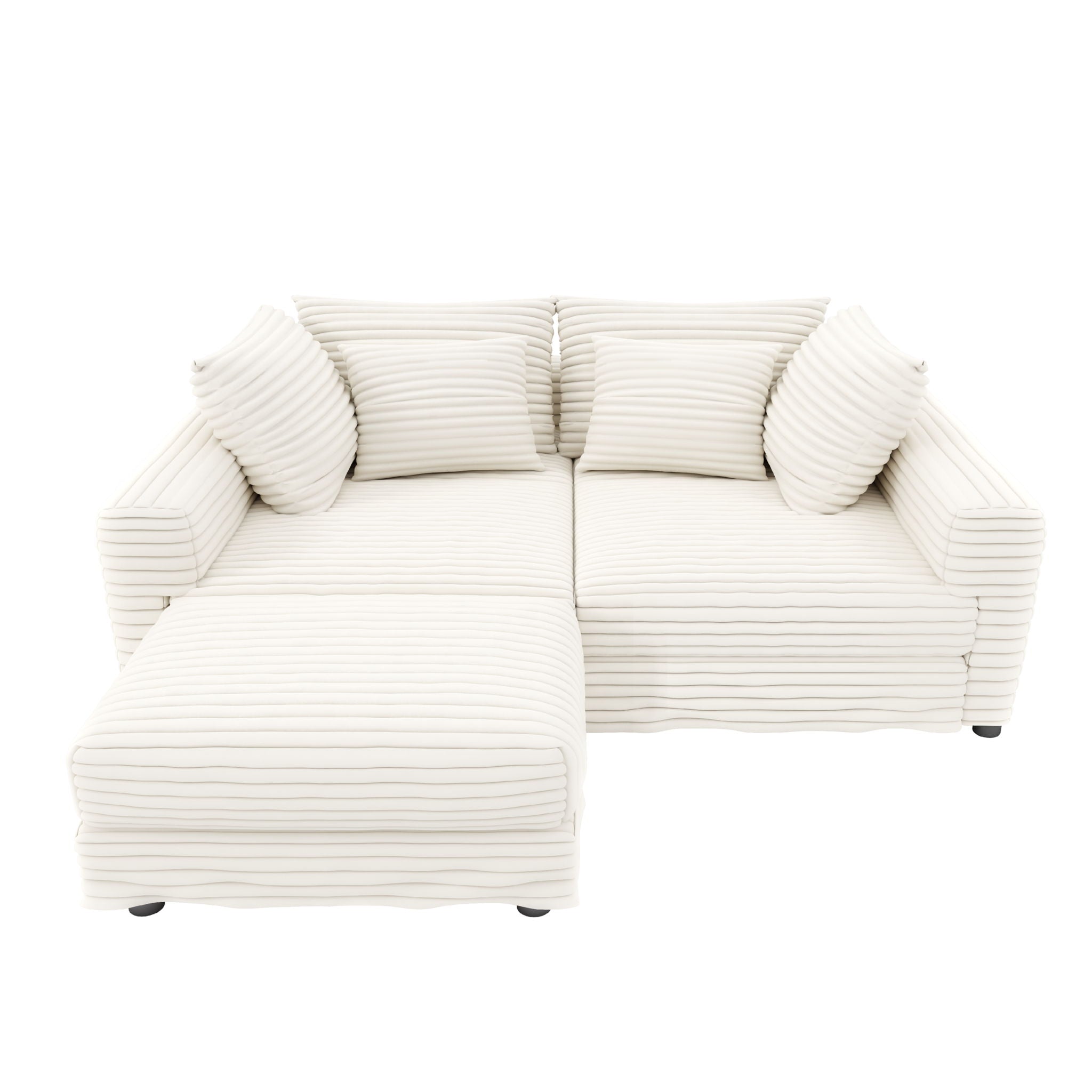4 Seat Sofa With Soft Pillows And Movable Ottoman