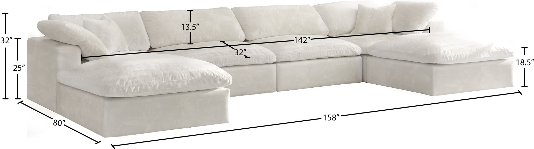 Cozy - 6 Piece Modular Double Chaise Sectional