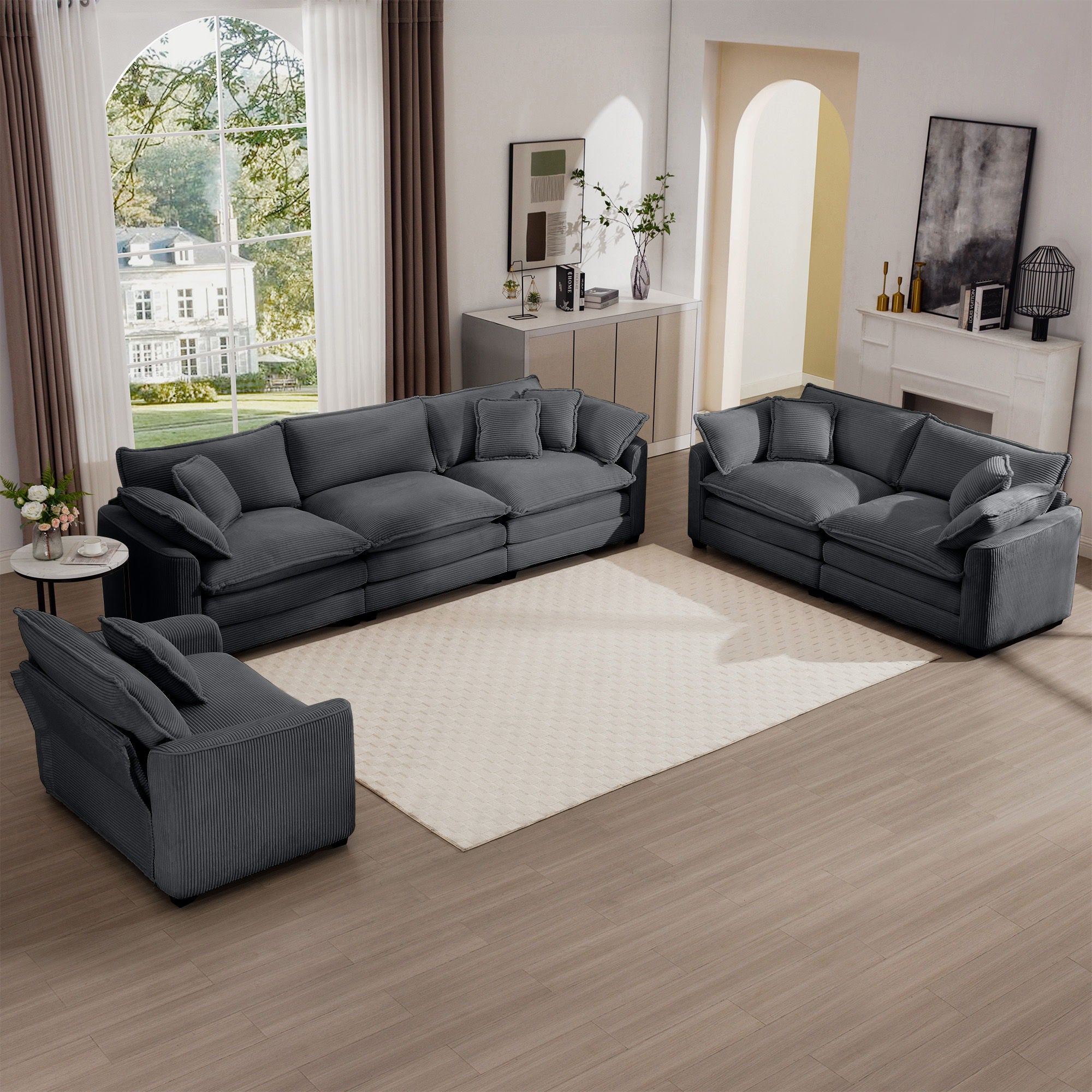 Elegant Oversized Sectional Sofa Set With Deep Seats And Flexible Layout