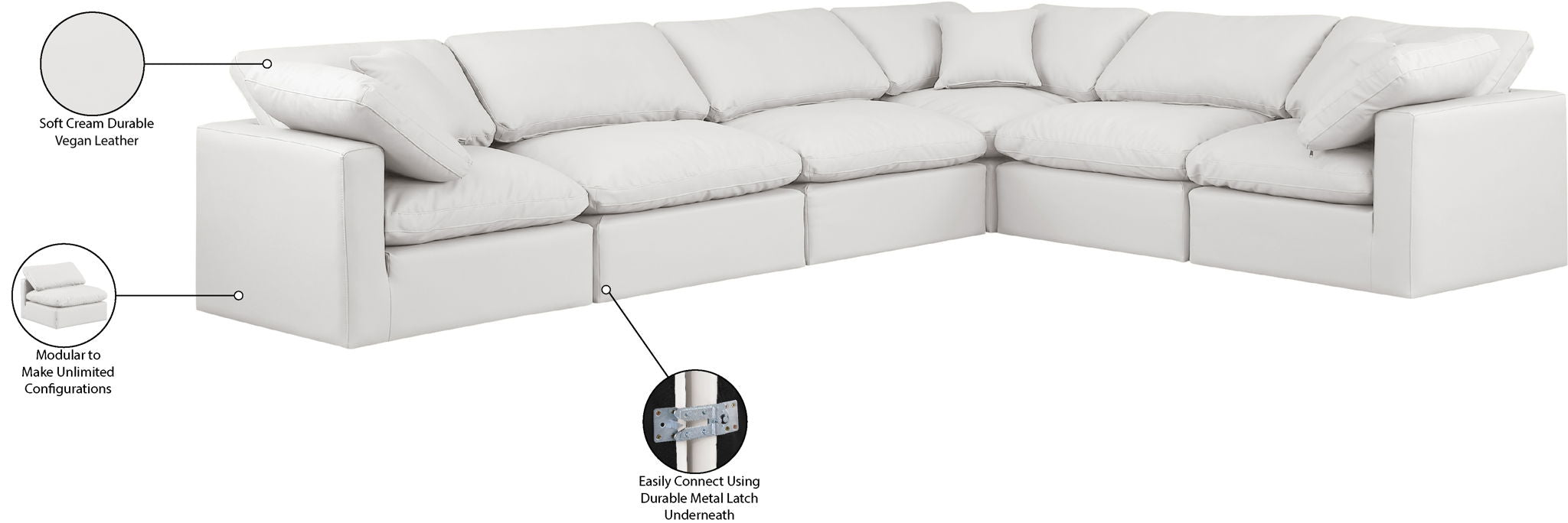 Indulge - Faux Leather 6 Piece Modular Corner Sectional