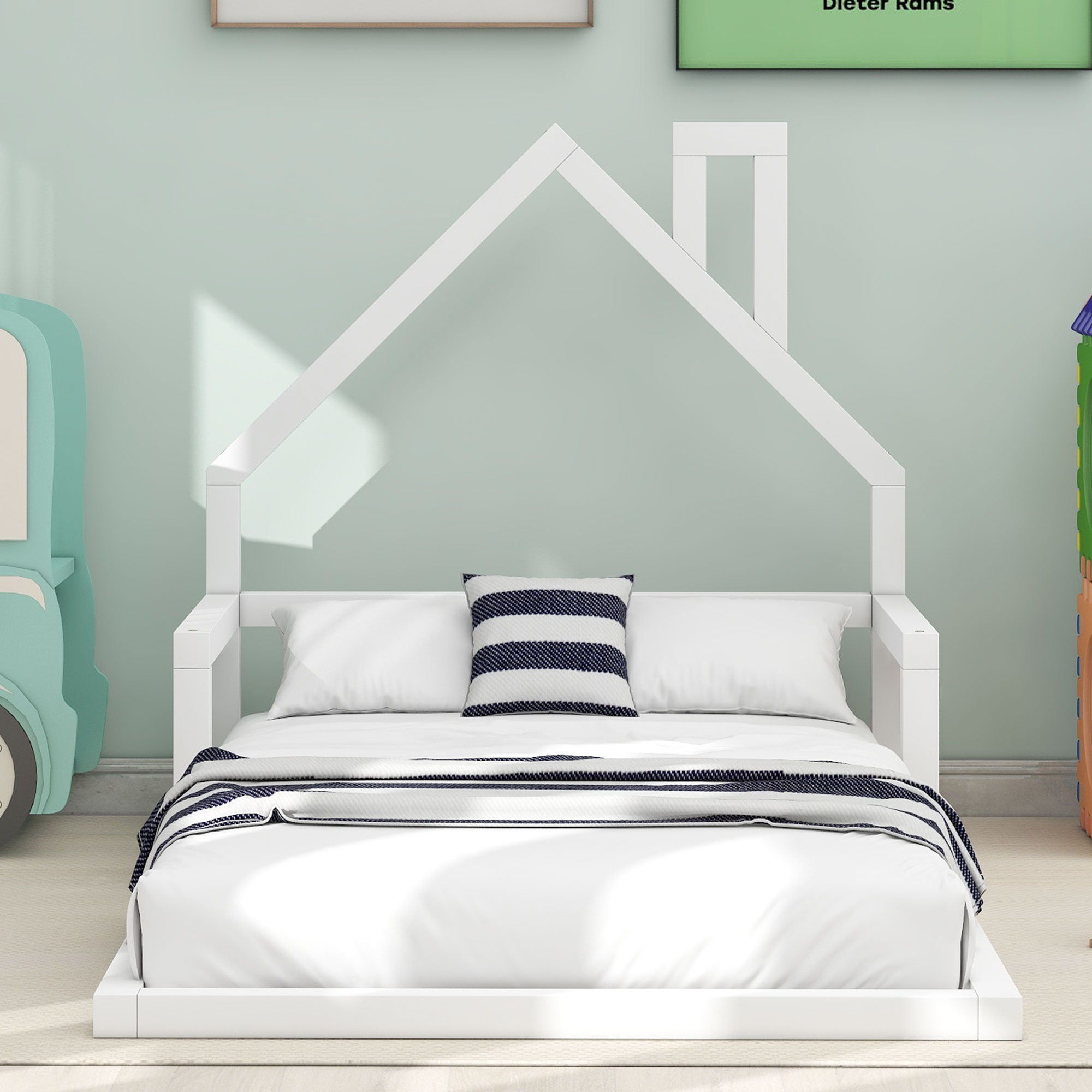 Floor Bed With House Shaped Headboard