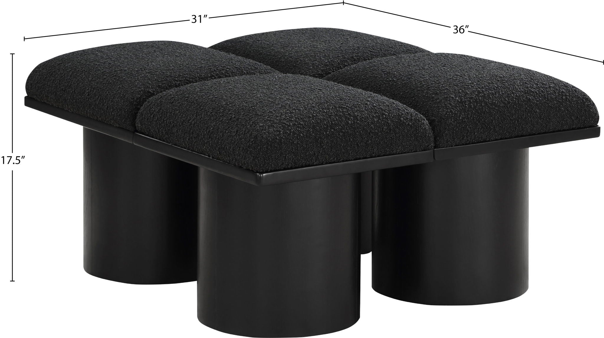 Pavilion - 4 Piece Modular Bench With Black Base