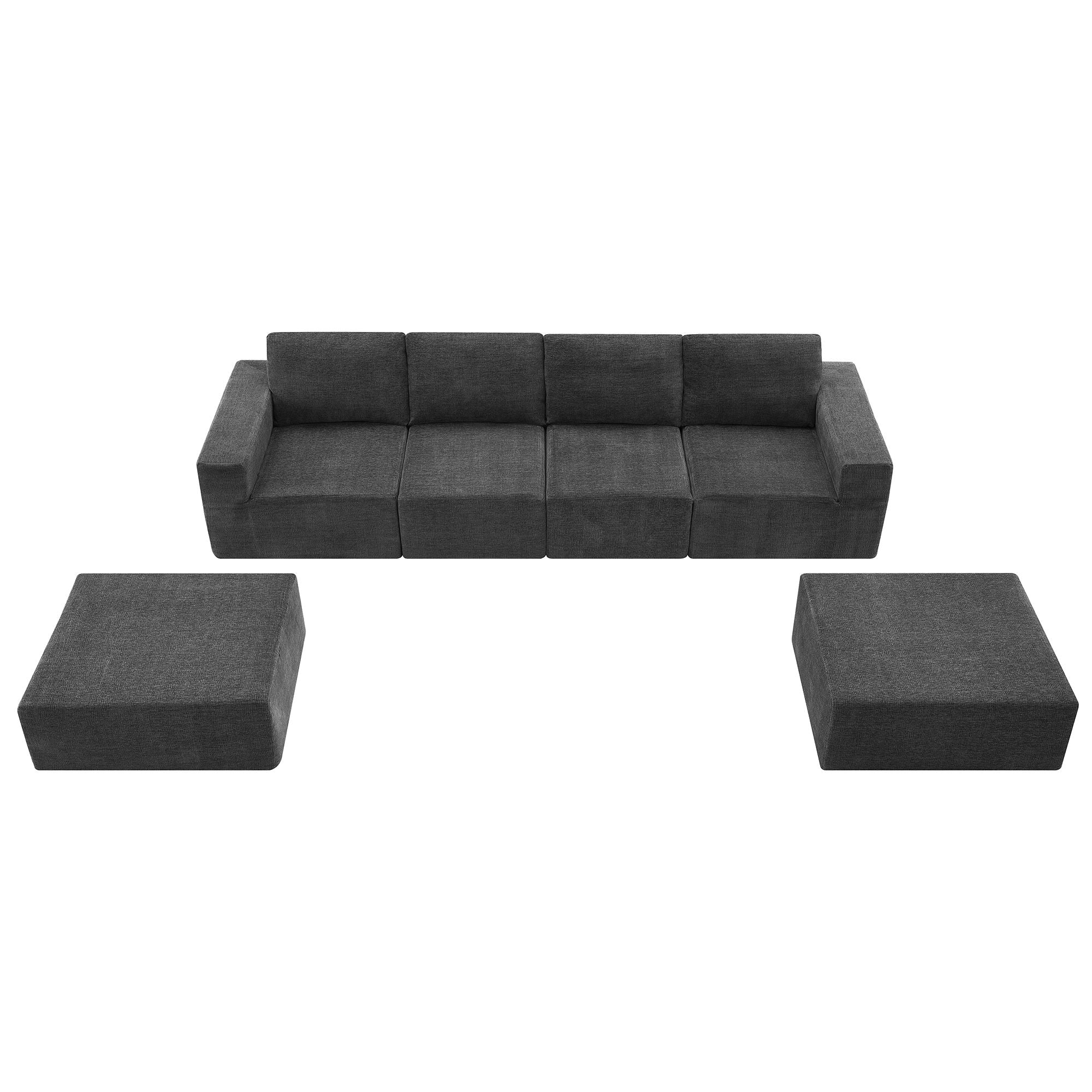 Modular U Shaped Sectional With Ottomans, Luxury Cloud Floor Couch With Deep Seat Fully Compressed Upholstered Sofa