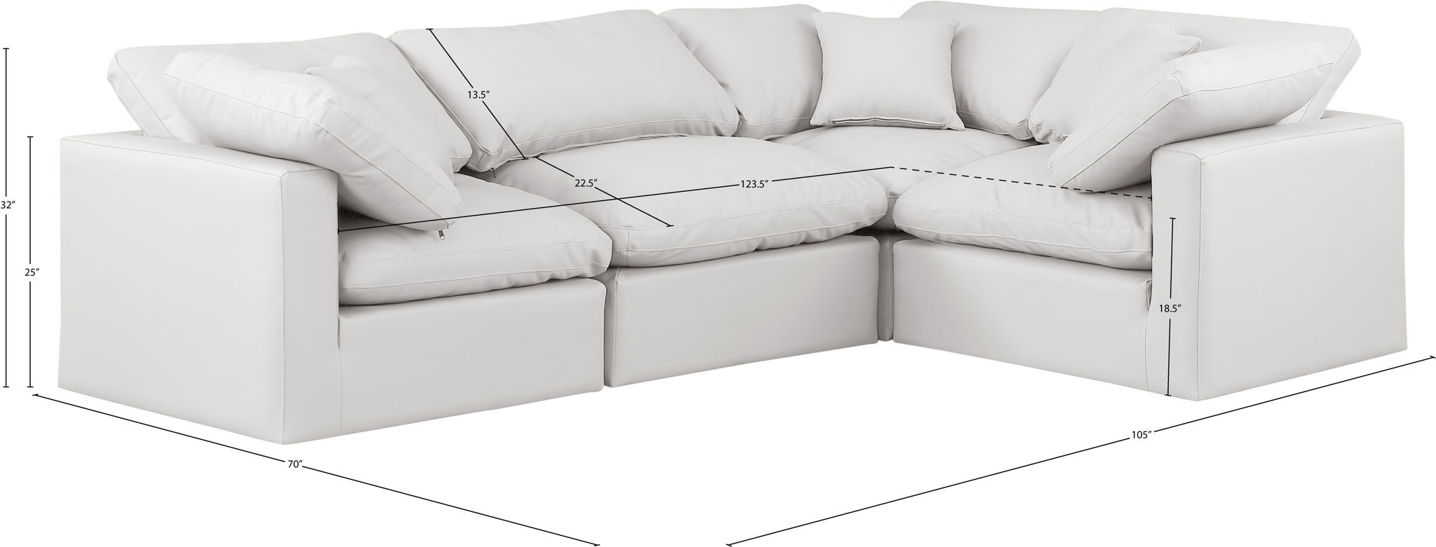 Indulge - Faux Leather 4 Piece Modular Corner Sectional