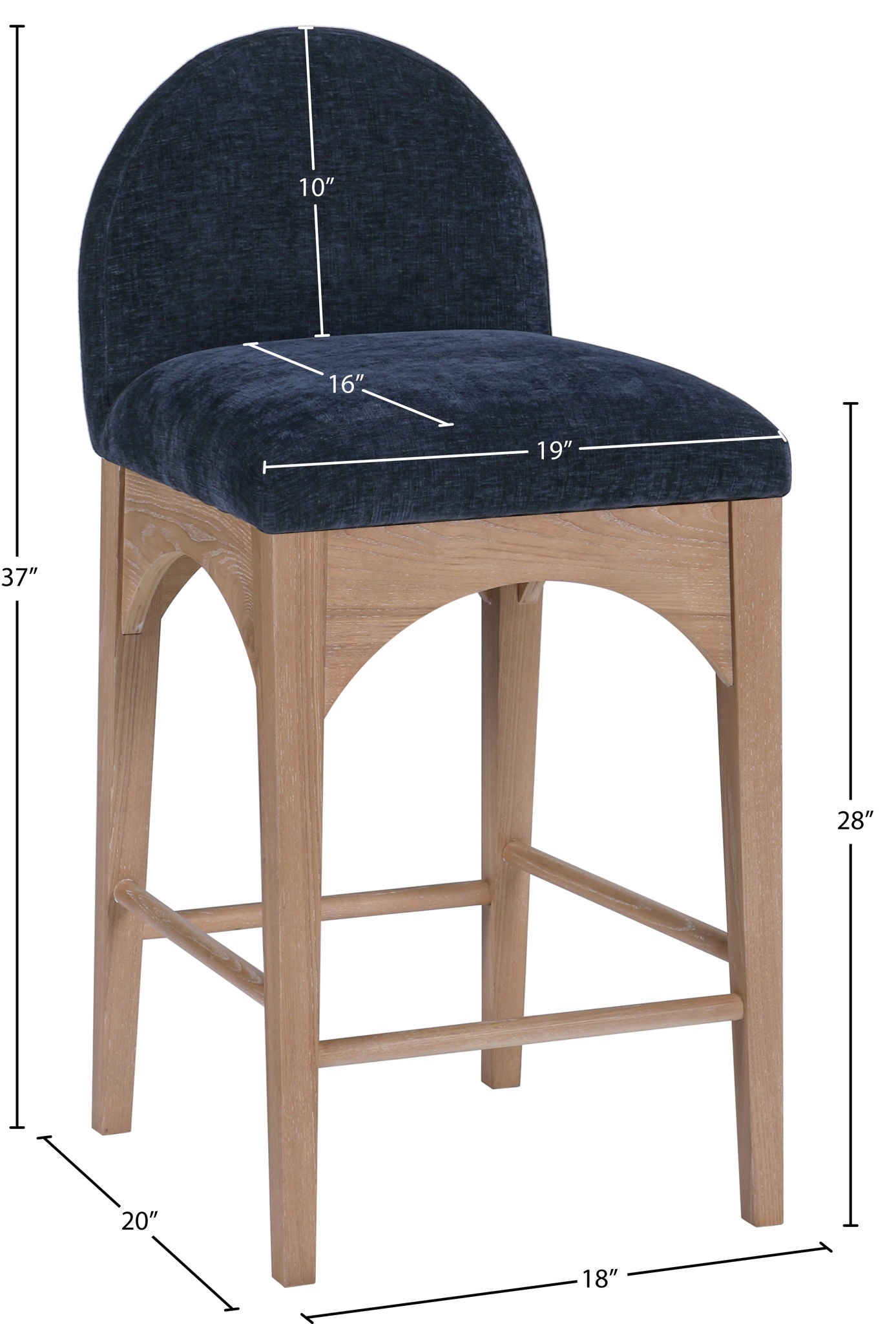 Waldorf - Chenille Stool With Natural Legs