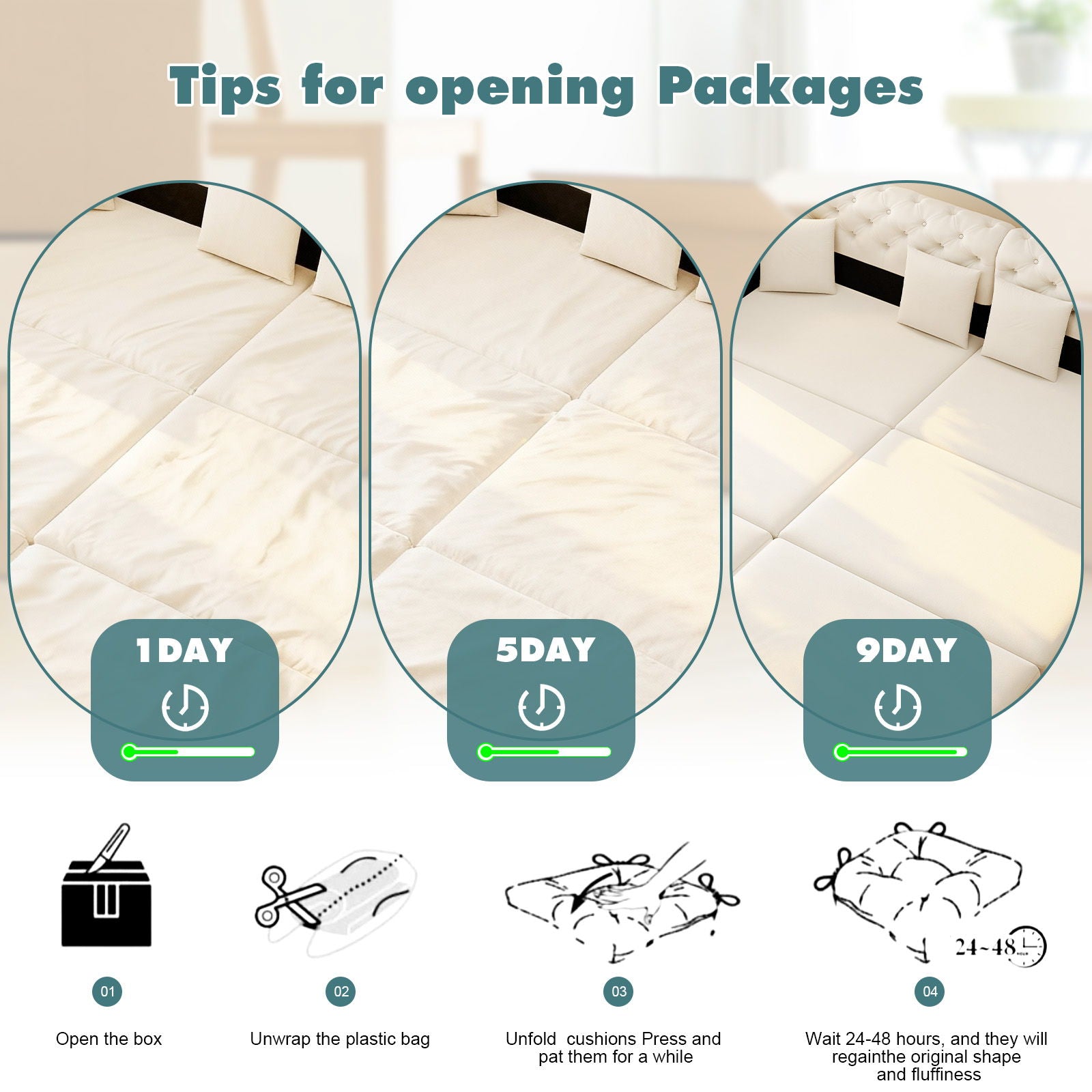 3-In-1 Convertible Sleeper Sofa With Movable Ottoman For Living Room