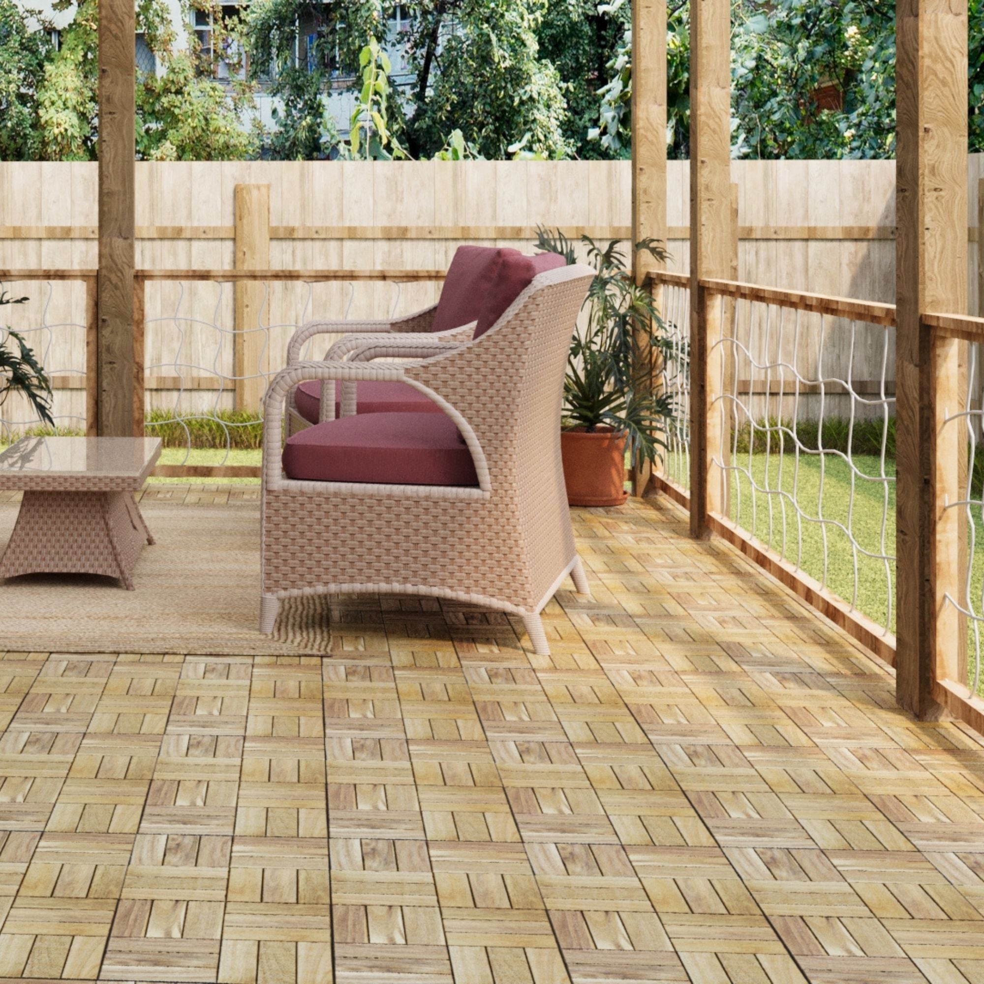 12" X 12" Interlocking Deck Tiles Checker Pattern