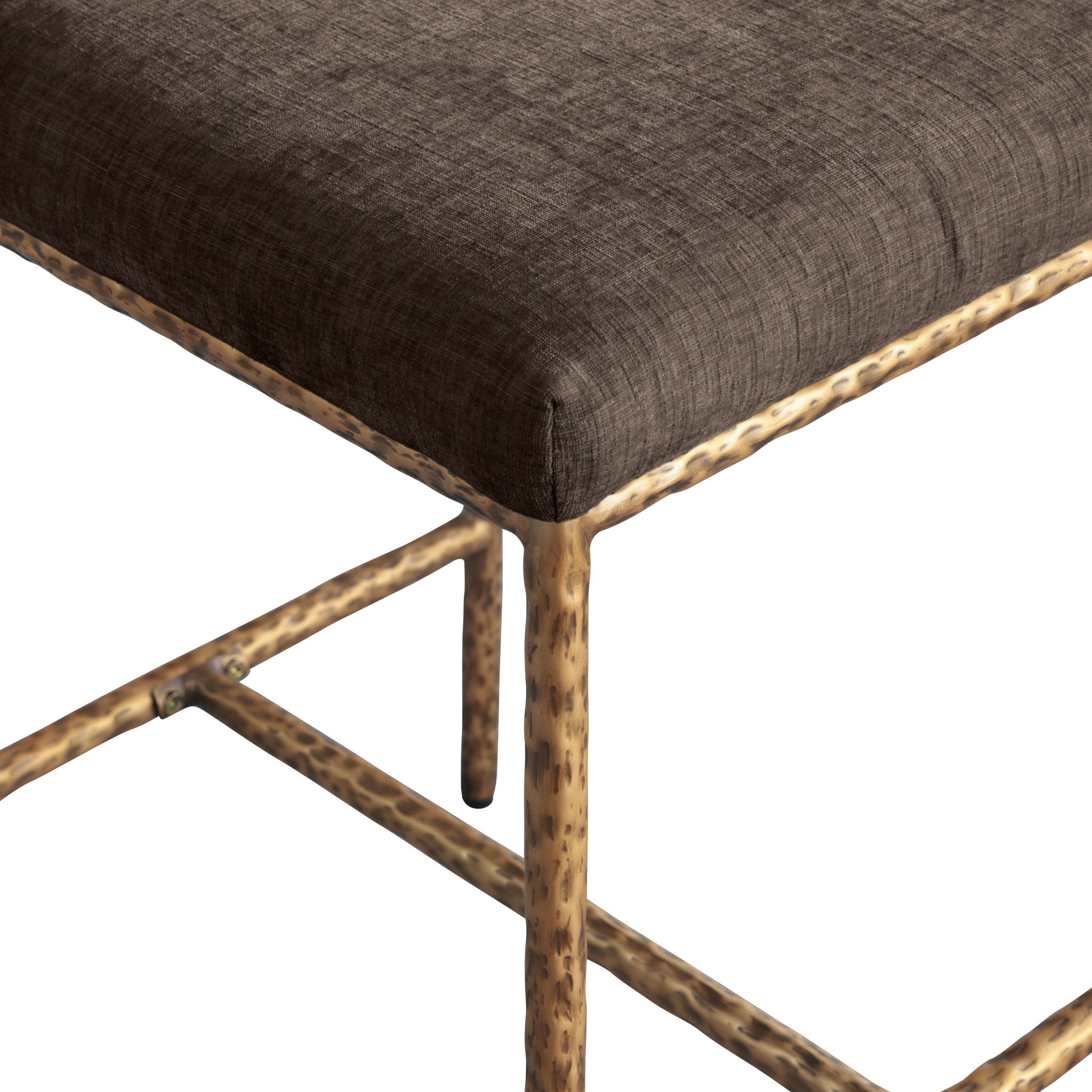 Reeves - Chenille Fabric Upholstered Counter Stool (Set of 2) - Gold Base