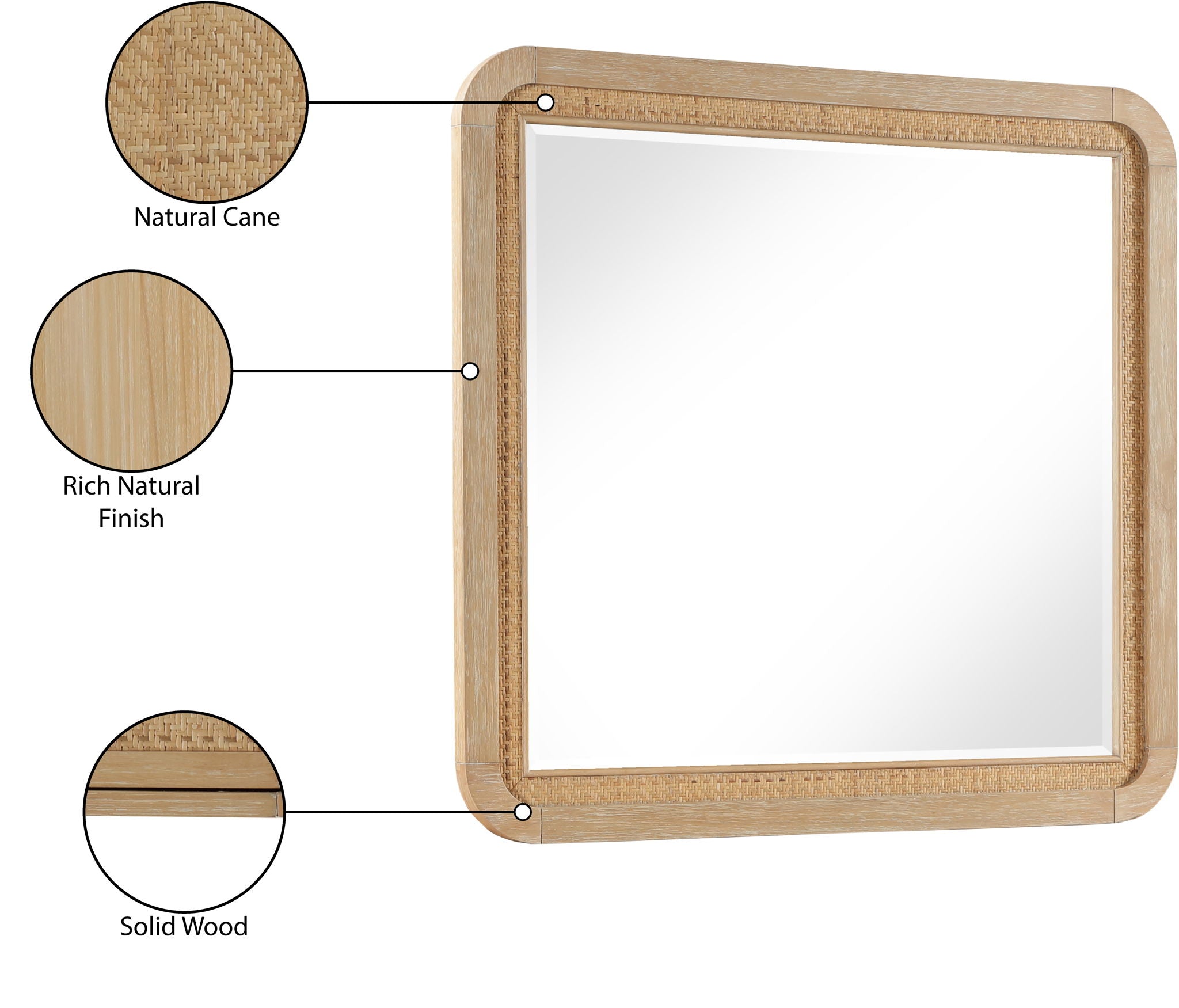 Windsor - Rubberwood Mirror - Natural