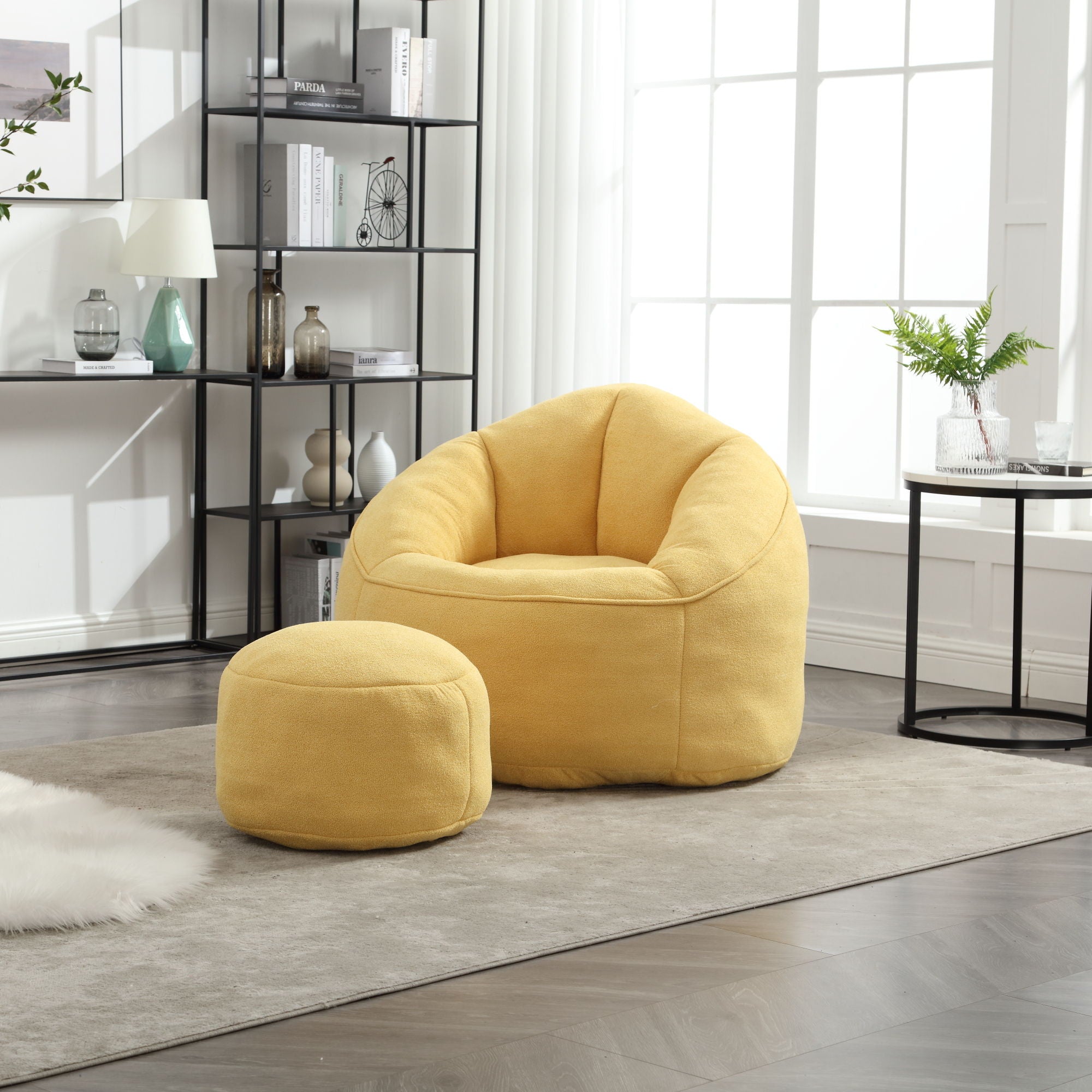Bedding Bean Bag Sofa Chair High Pressure Foam With Footrest