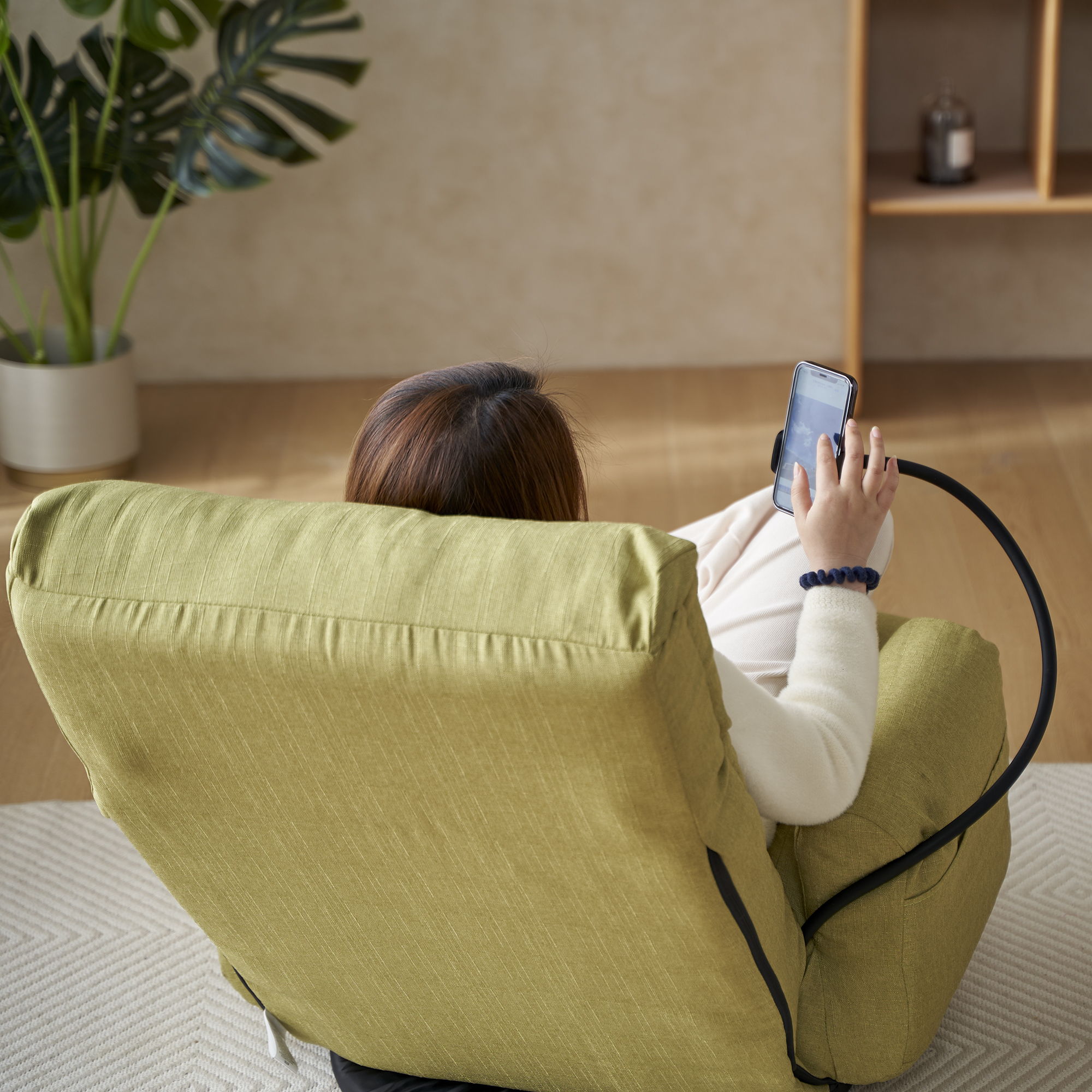 Adjustable Swivel Lounge Chair With 360 Degree Rotating Seat And Headrest Support