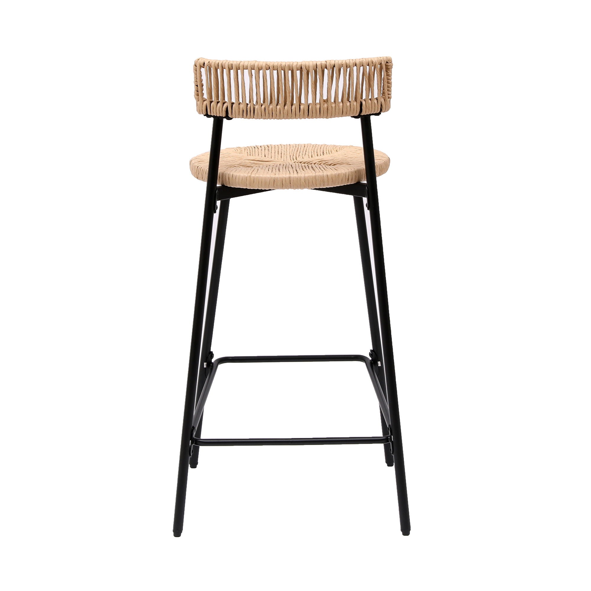 Boho Style Handwoven Paper Rope Counter Stools (Set of 2)