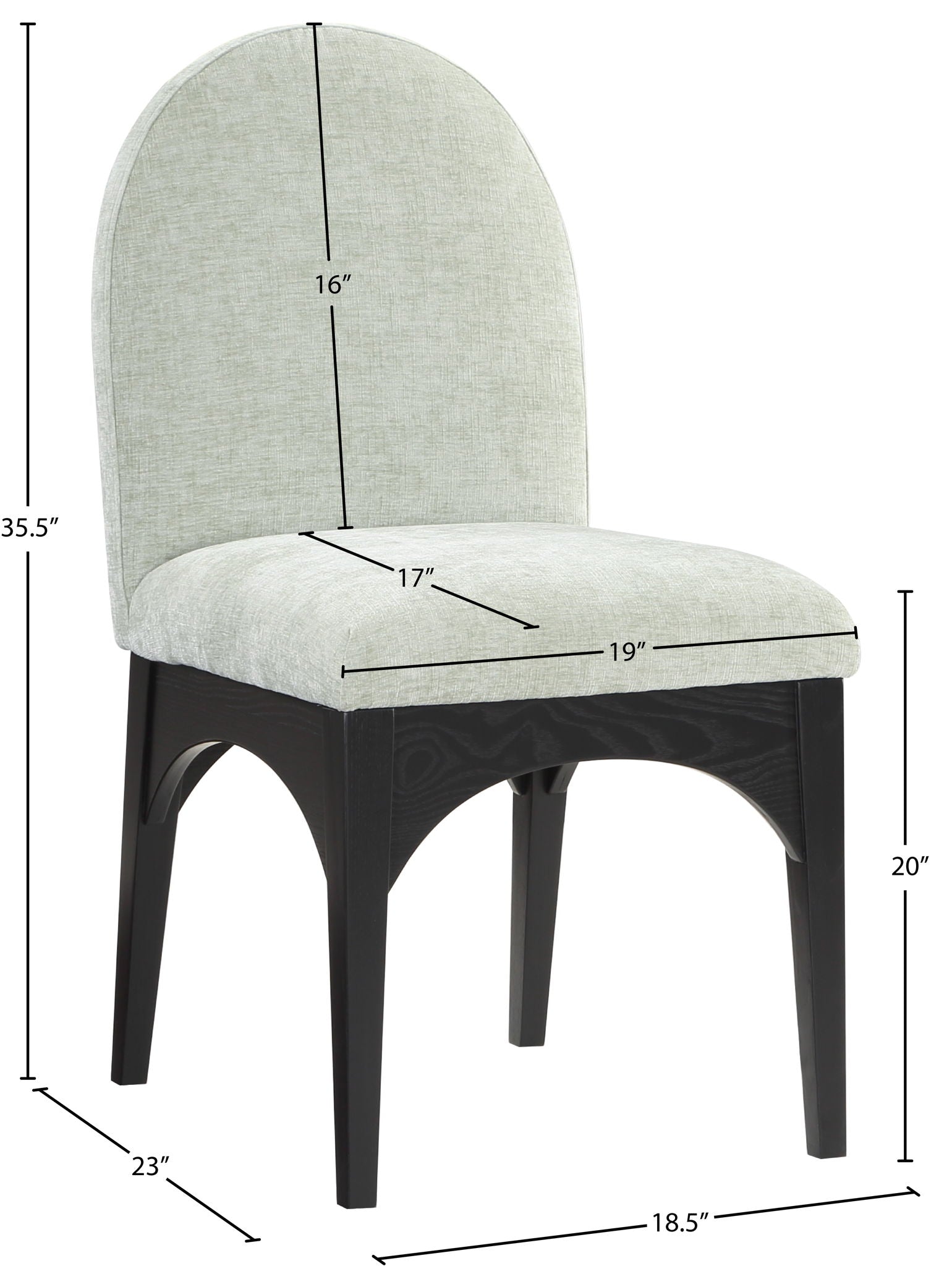 Waldorf - Chenille Dining Side Chair With Black Legs