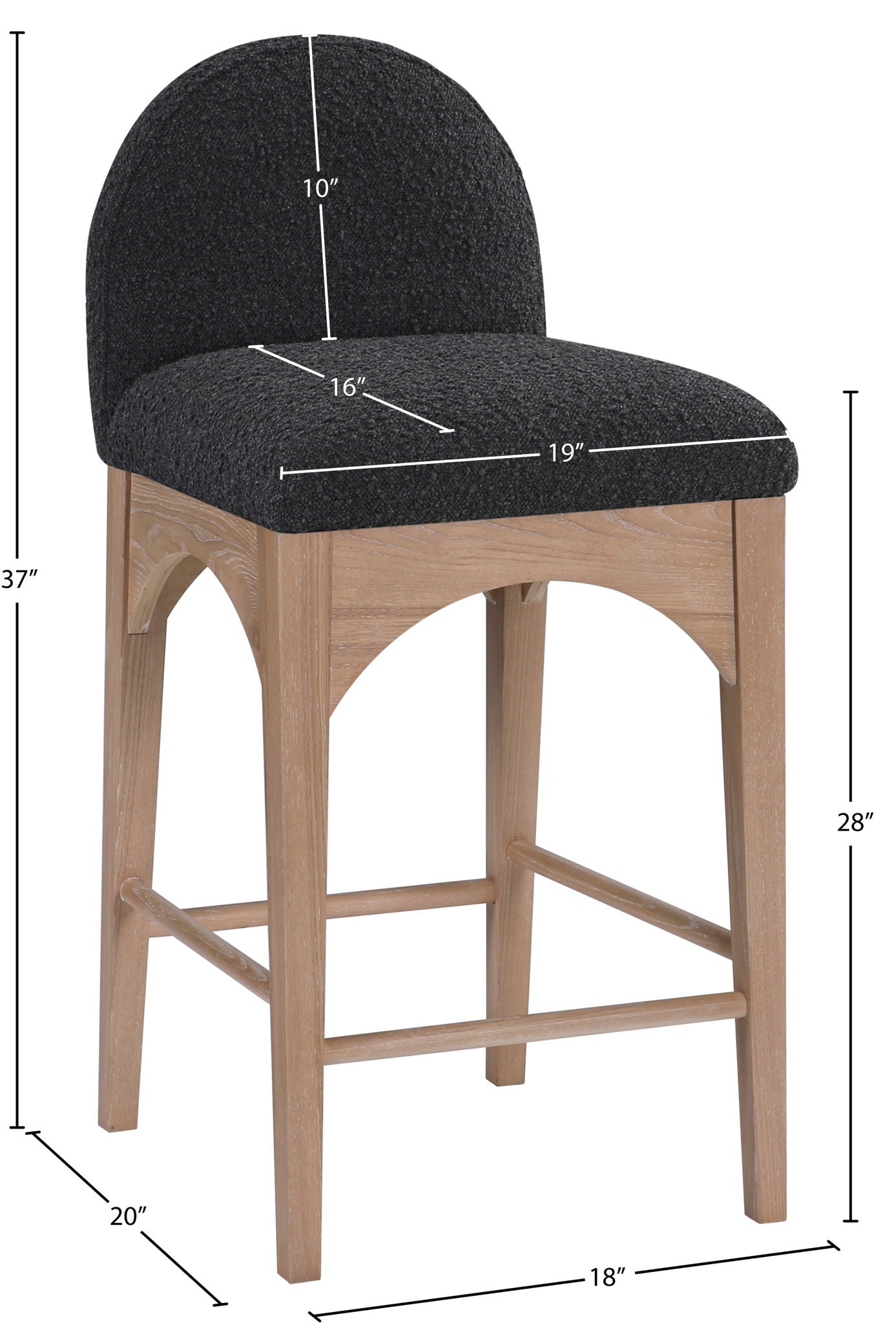 Waldorf - Boucle Stool With Natural Legs