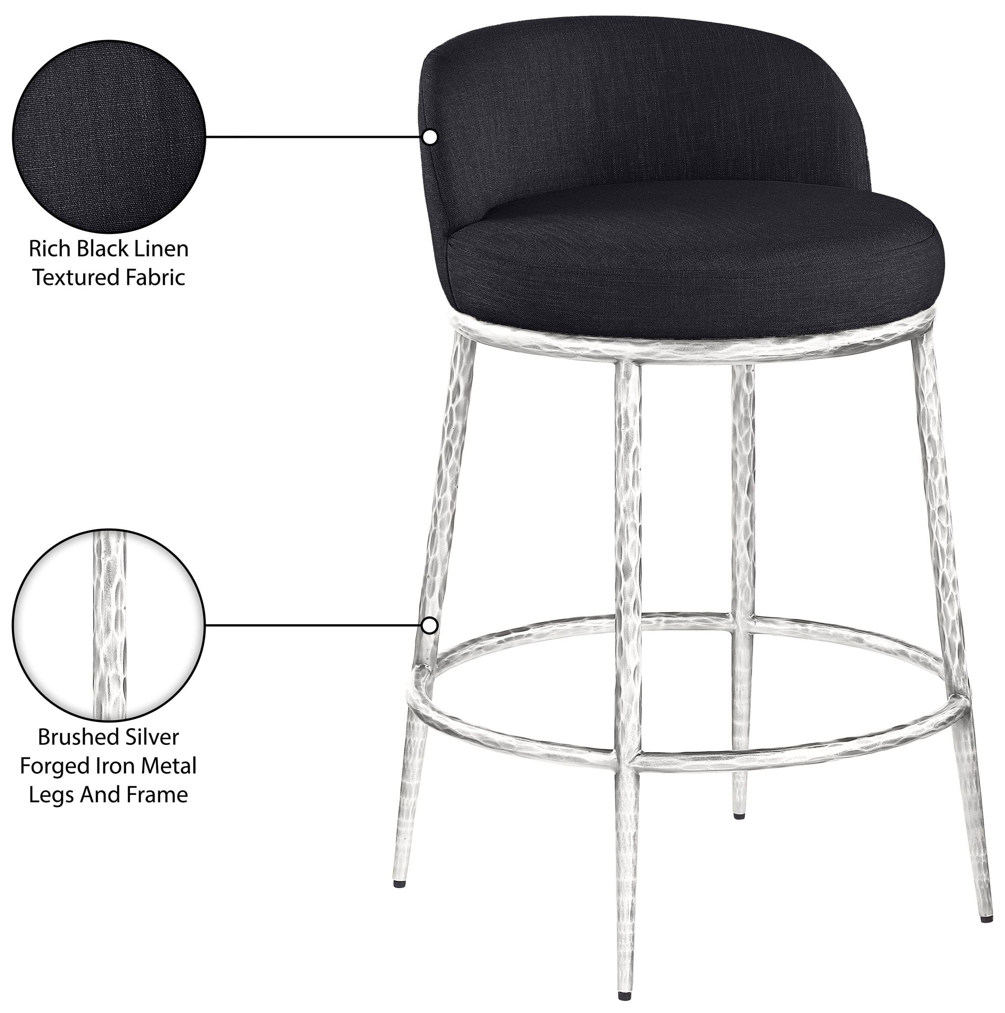 Ferro - Upholstered Counter Stool With Brushed Silver Base