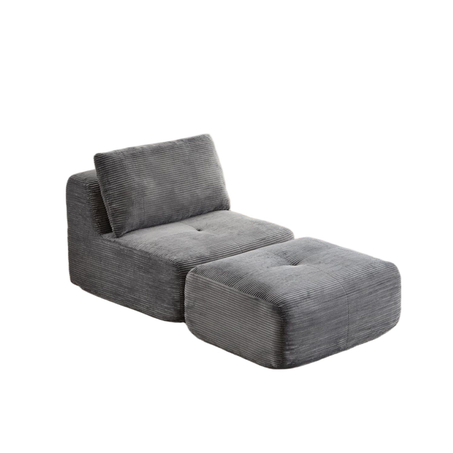 Single Chaise Longue With Movable Ottoman For Living Room